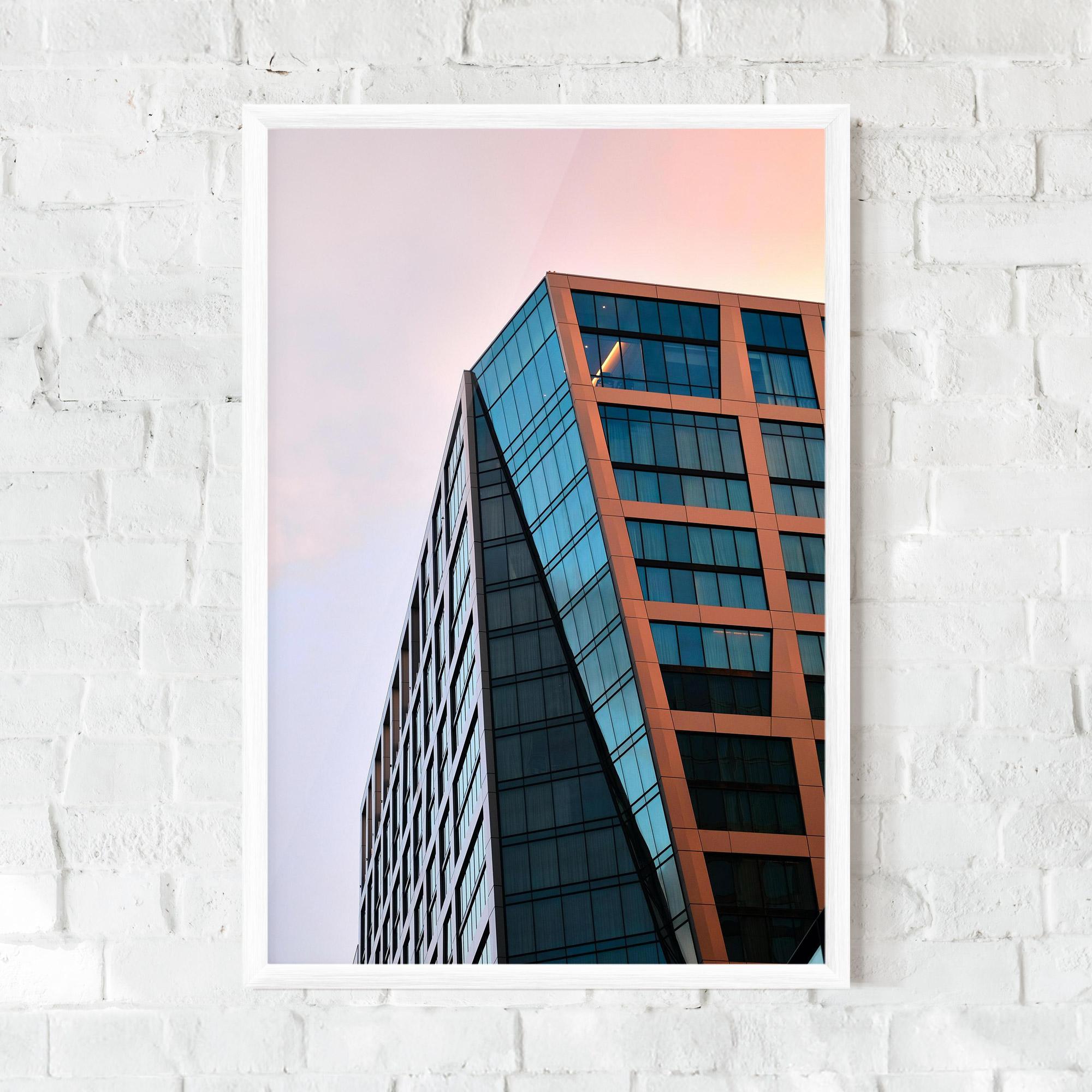 Gerahmte Poster Blue Glass Building mockup 0