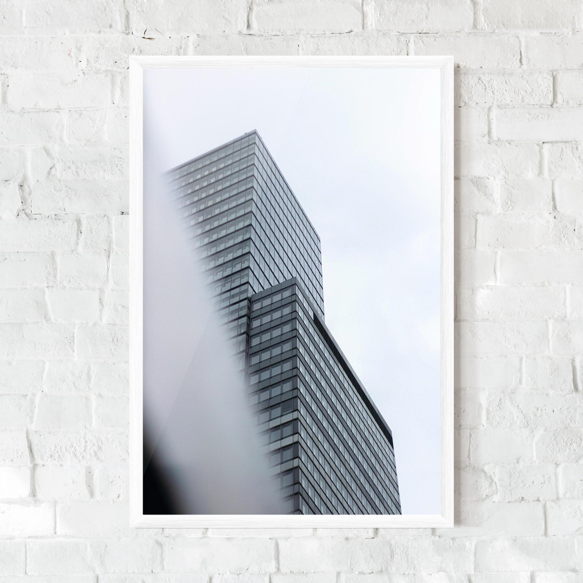 Gerahmte Poster Grey White Building mockup 0