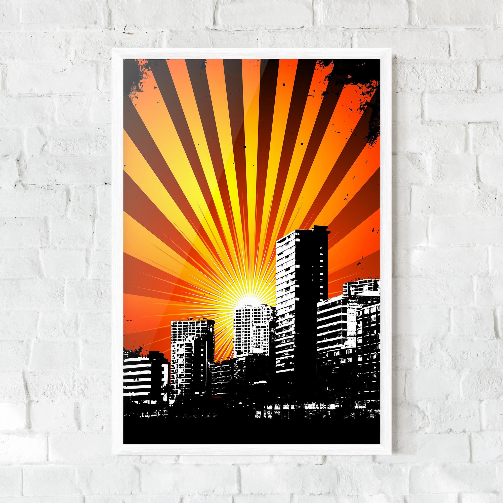Gerahmte Poster Sunset Building mockup 0
