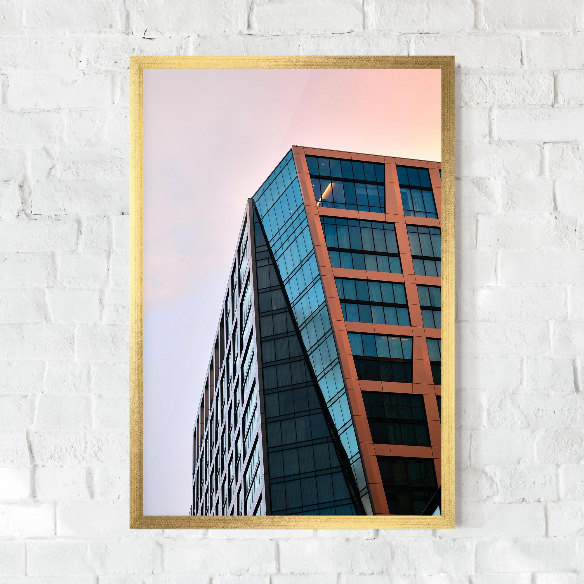 Gerahmte Poster Blue Glass Building mockup 0