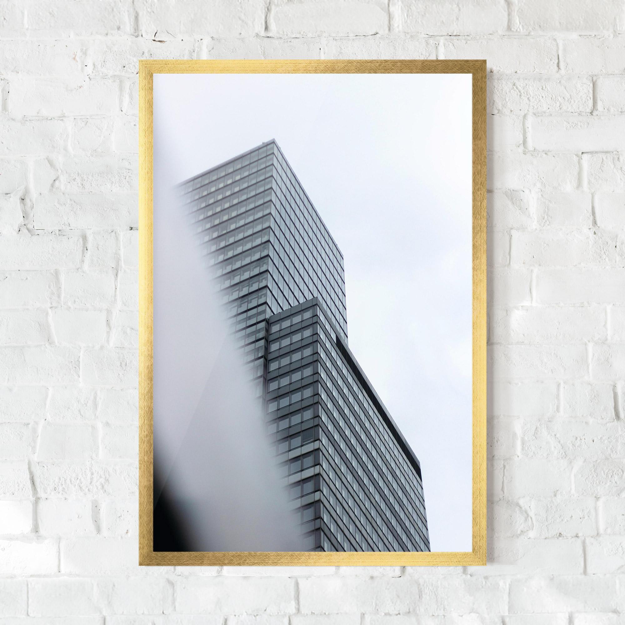 Gerahmte Poster Grey White Building mockup 0
