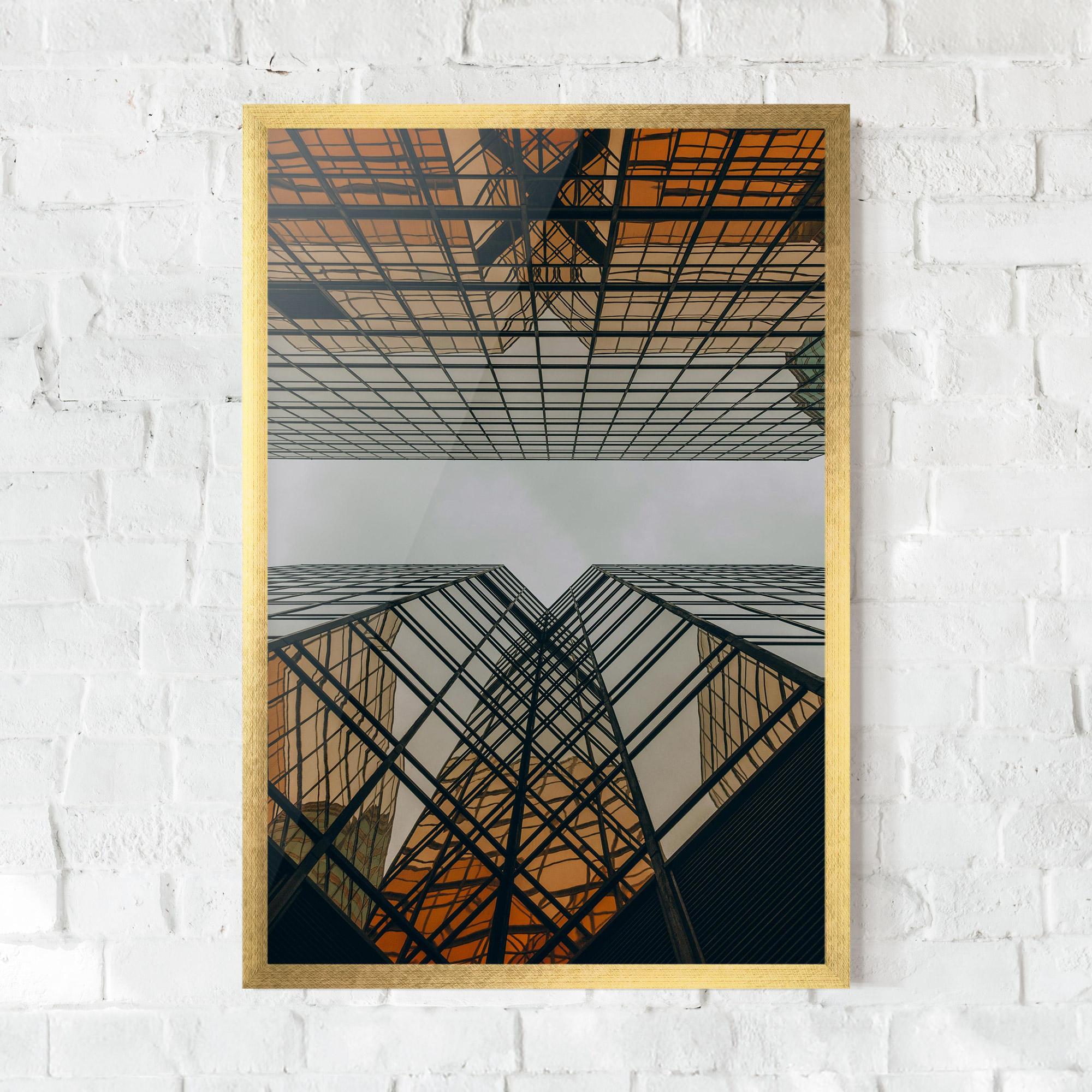 Gerahmte Poster Orange Glass Building mockup 0