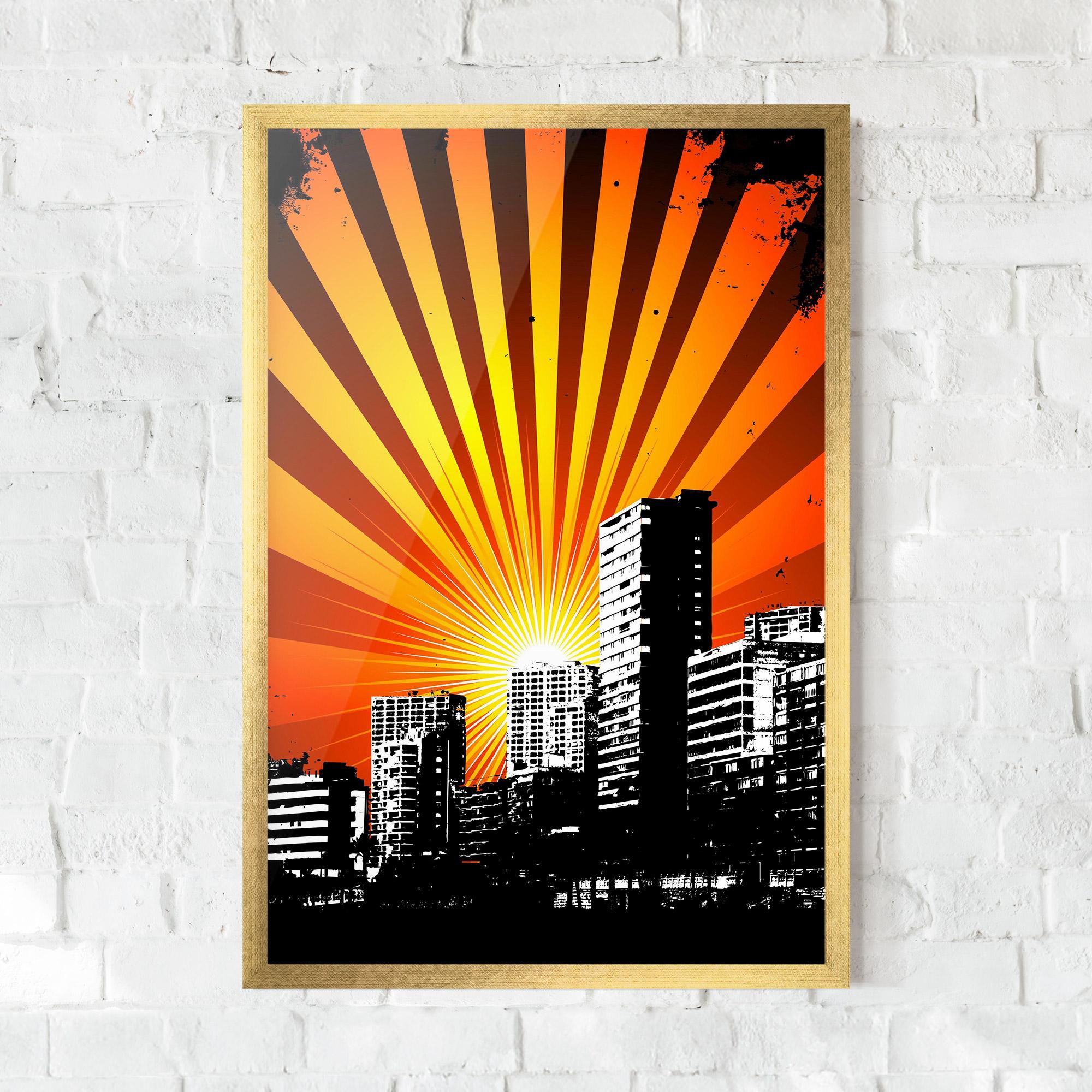 Gerahmte Poster Sunset Building mockup 0