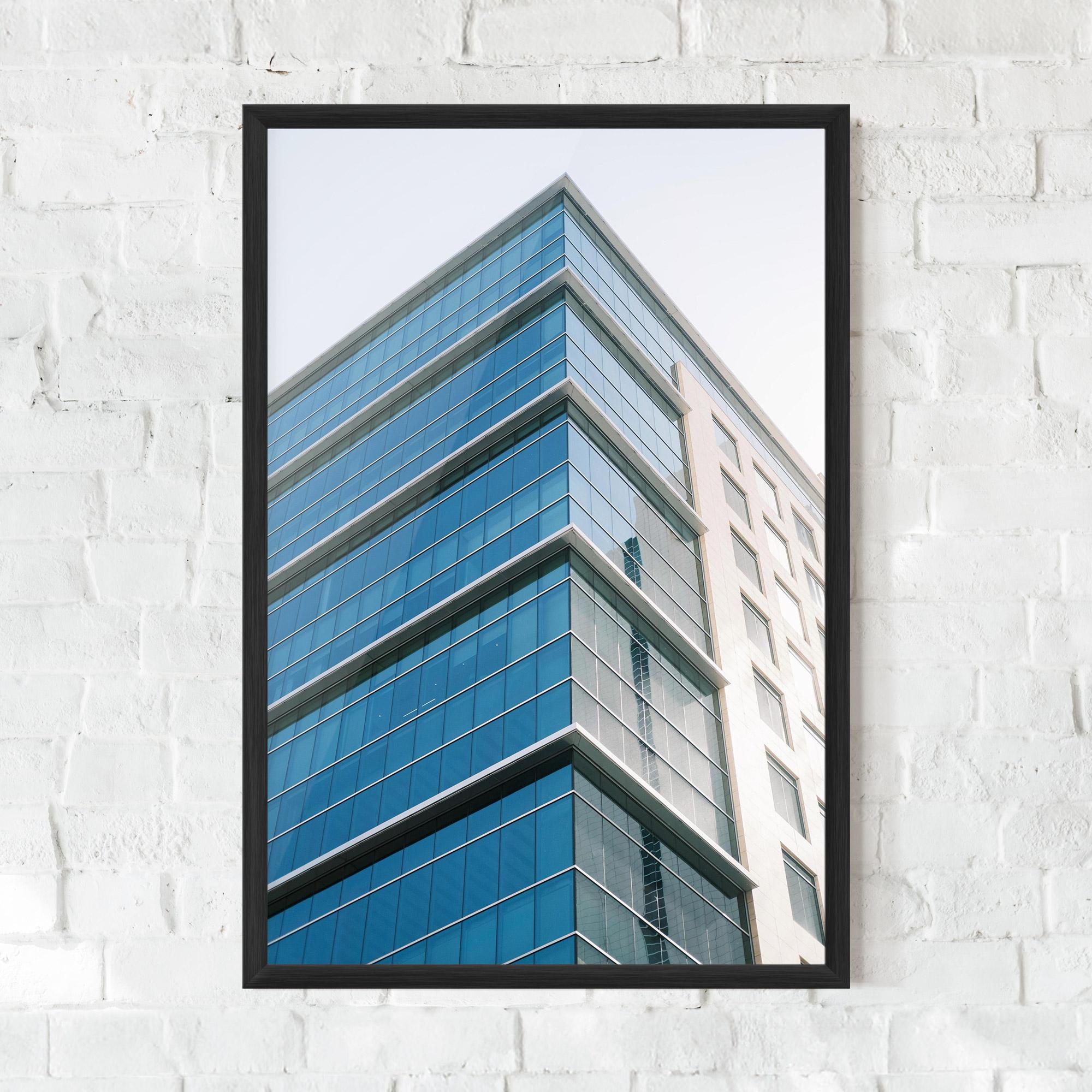 Gerahmte Poster Blue Glass Tower mockup 0