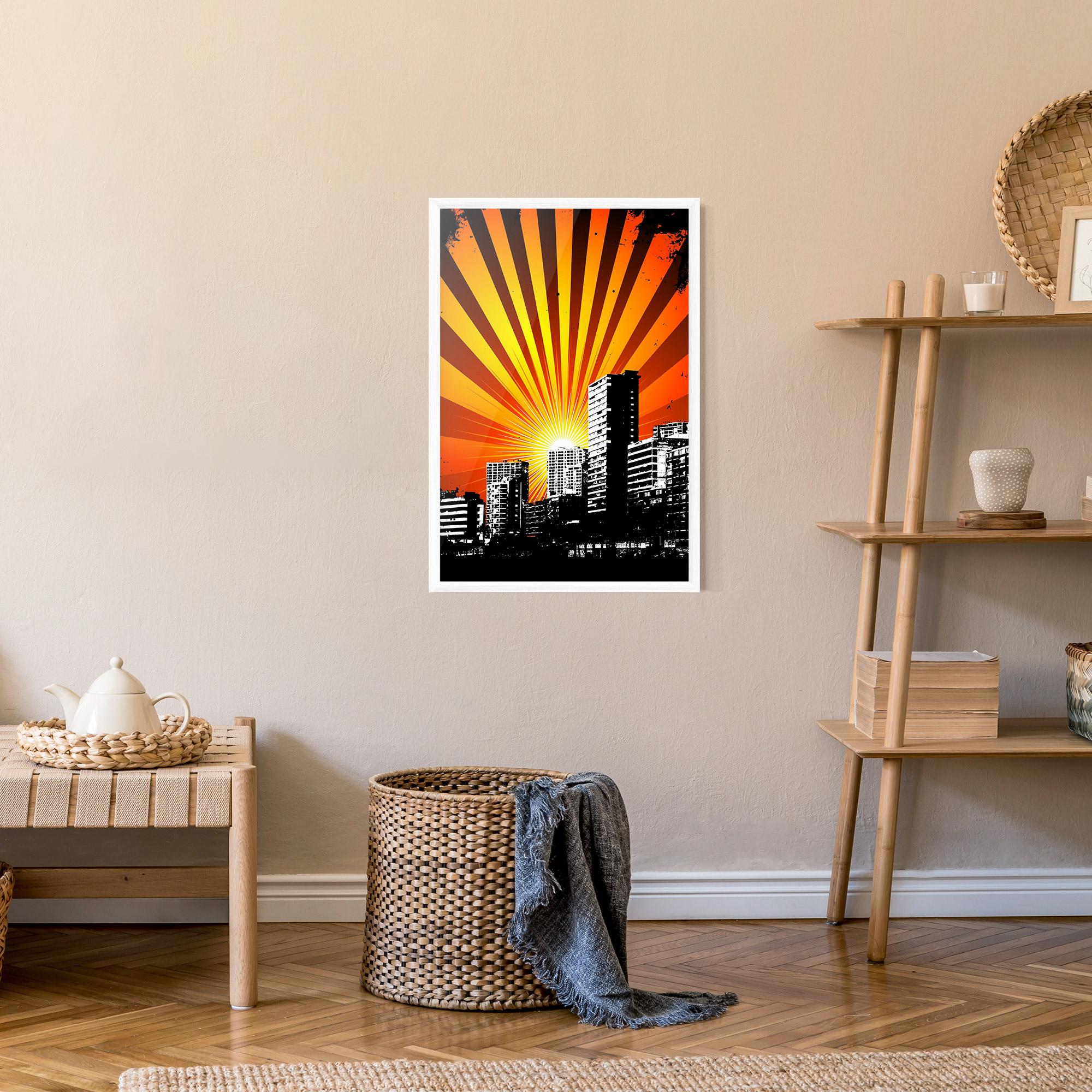 Gerahmte Poster Sunset Building mockup 9