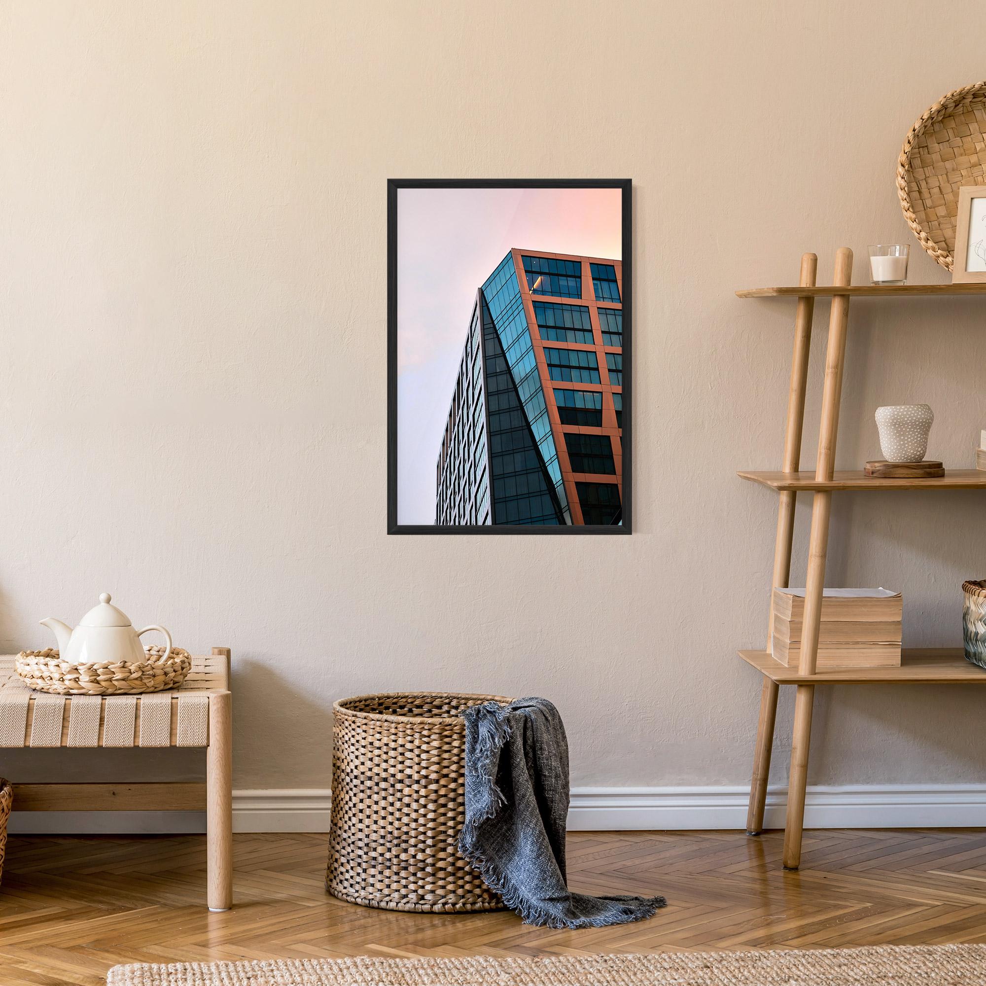 Gerahmte Poster Blue Glass Building mockup 9