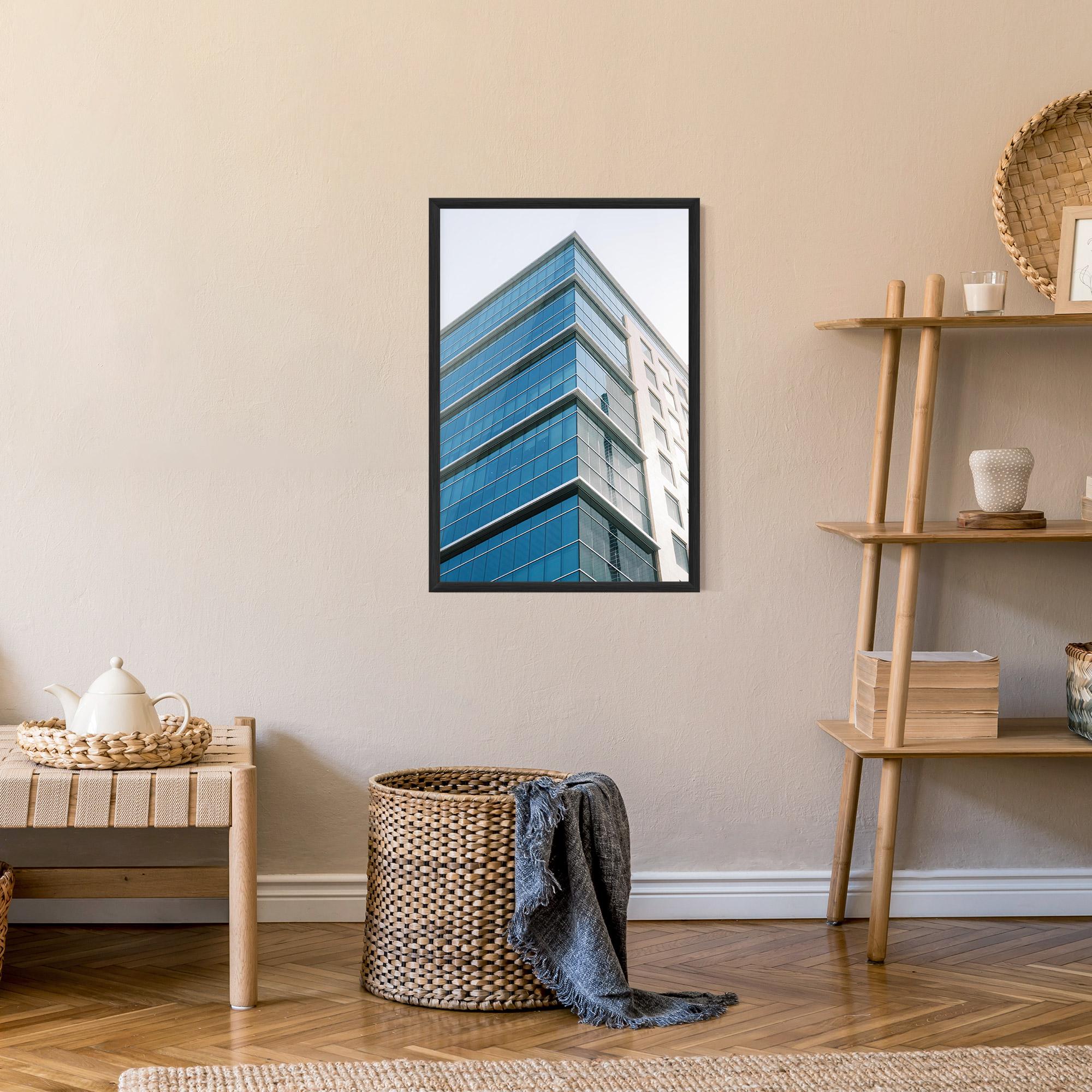 Gerahmte Poster Blue Glass Tower mockup 9
