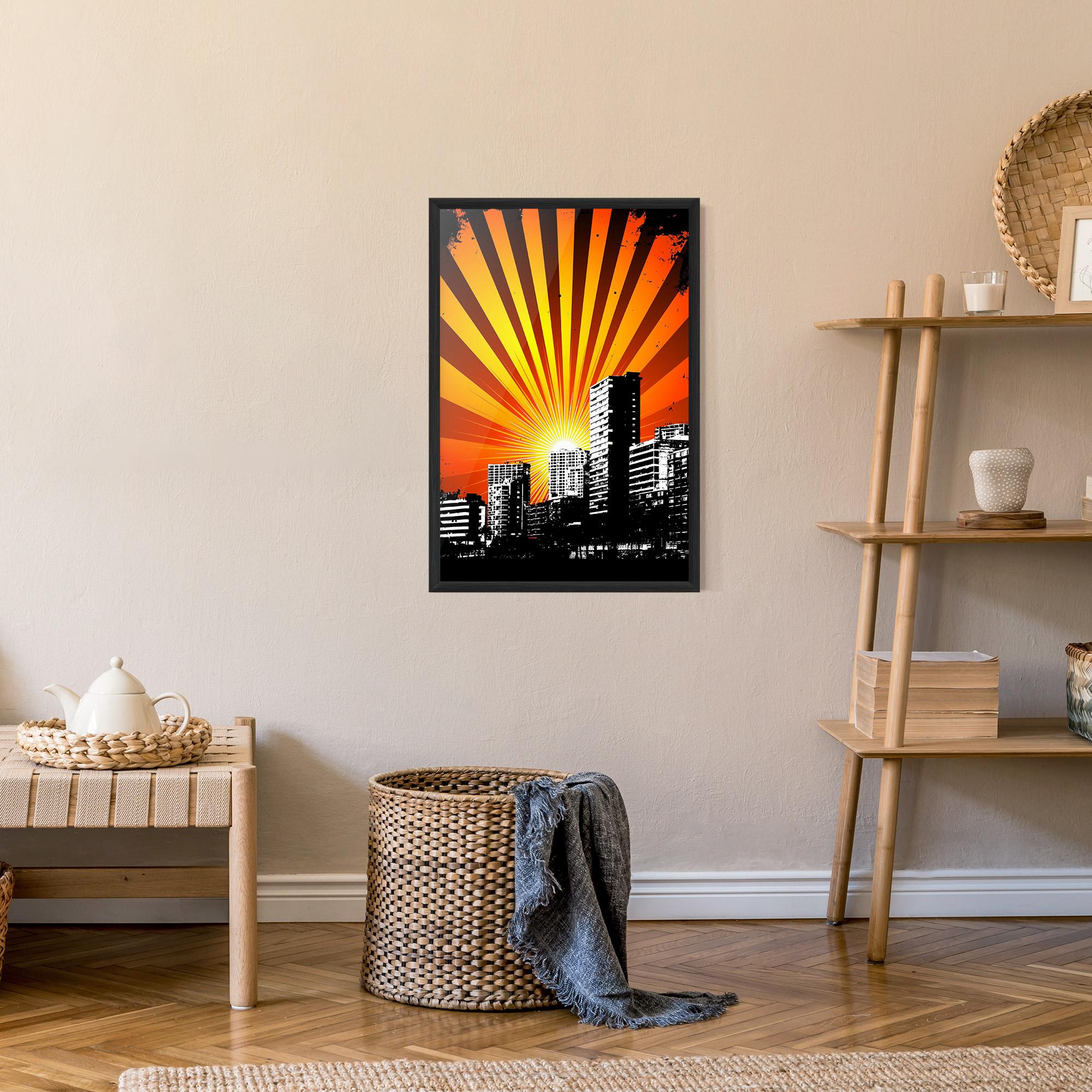 Gerahmte Poster Sunset Building mockup 9