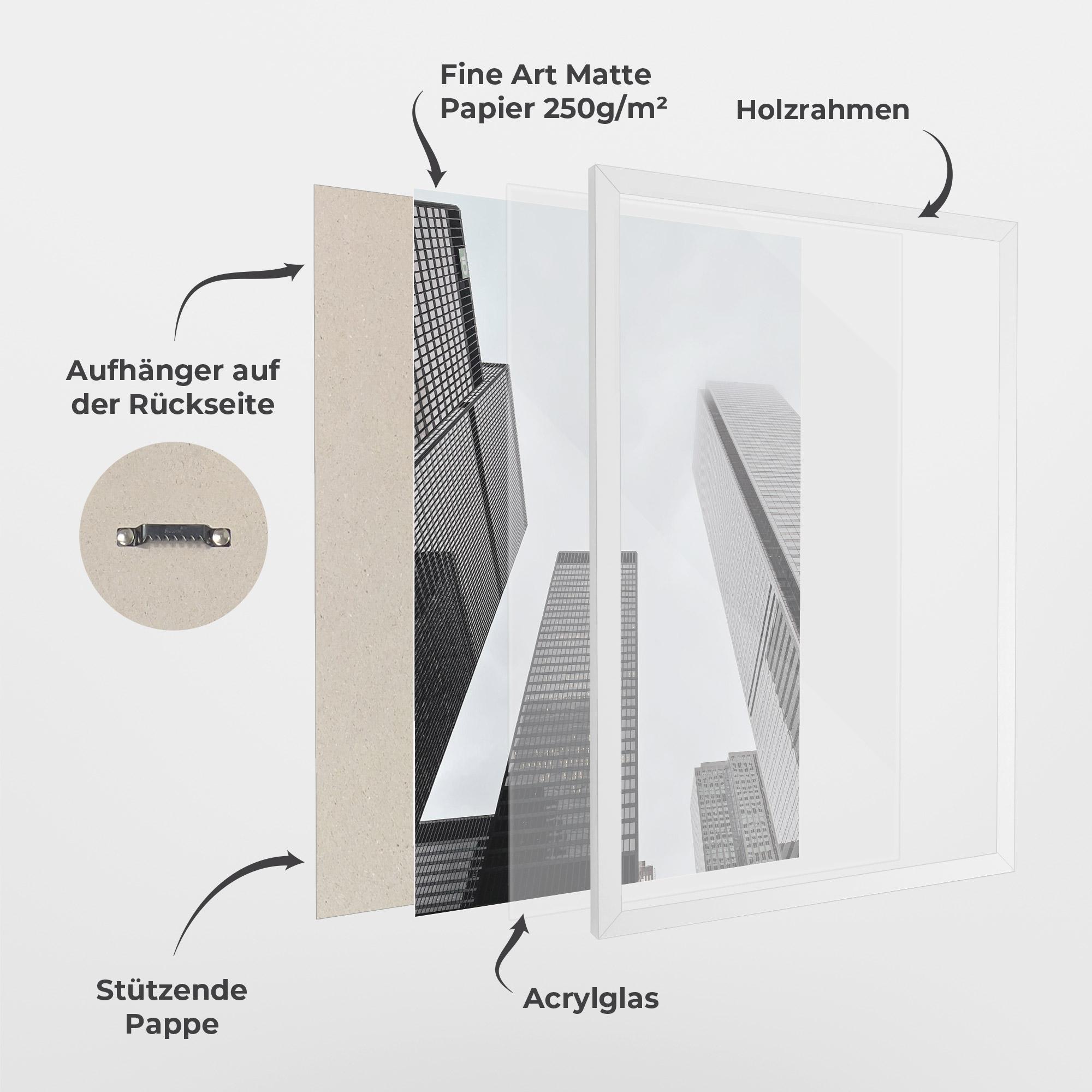 Gerahmte Poster Grey High Building mockup 1