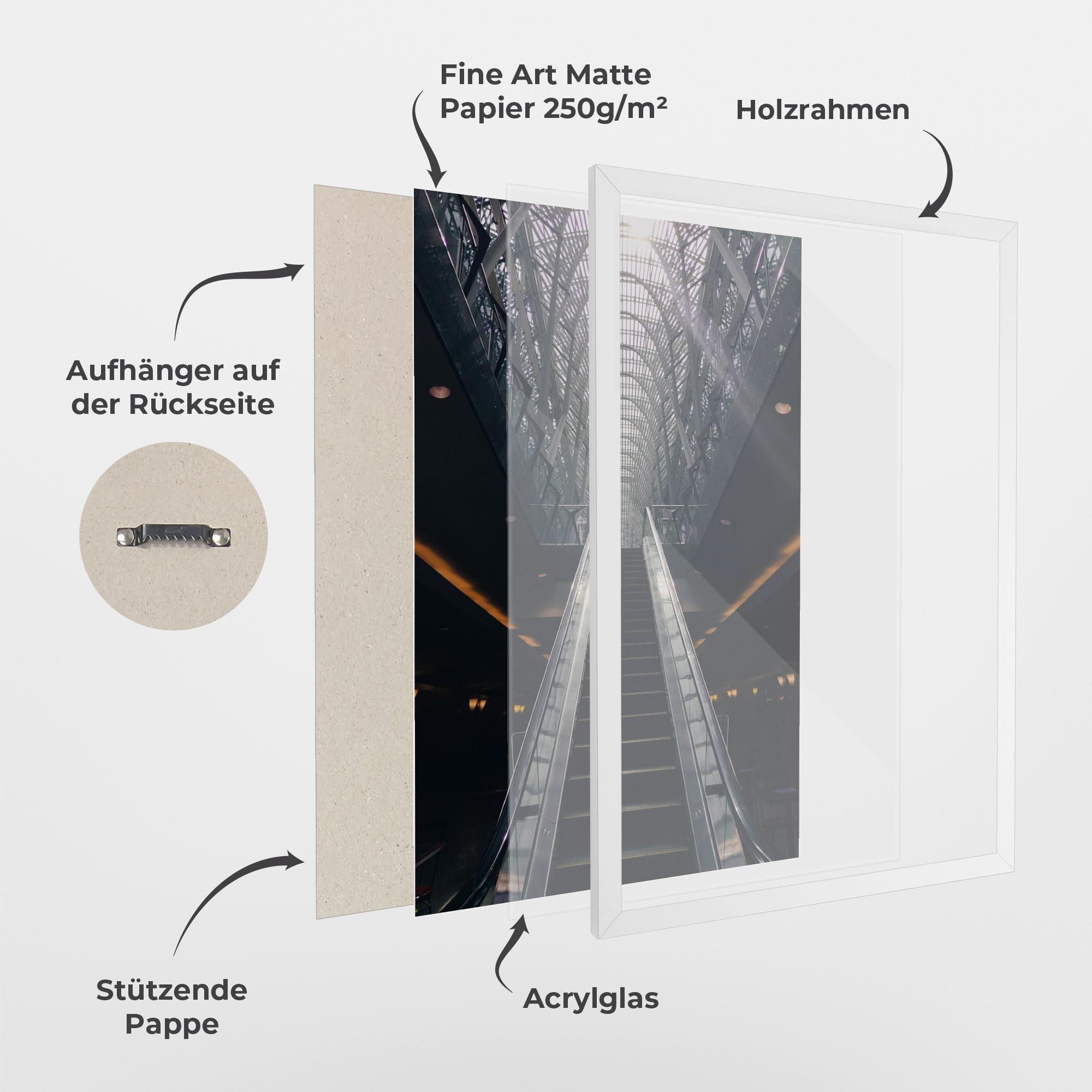 Gerahmte Poster Grey Stairs Building mockup 1