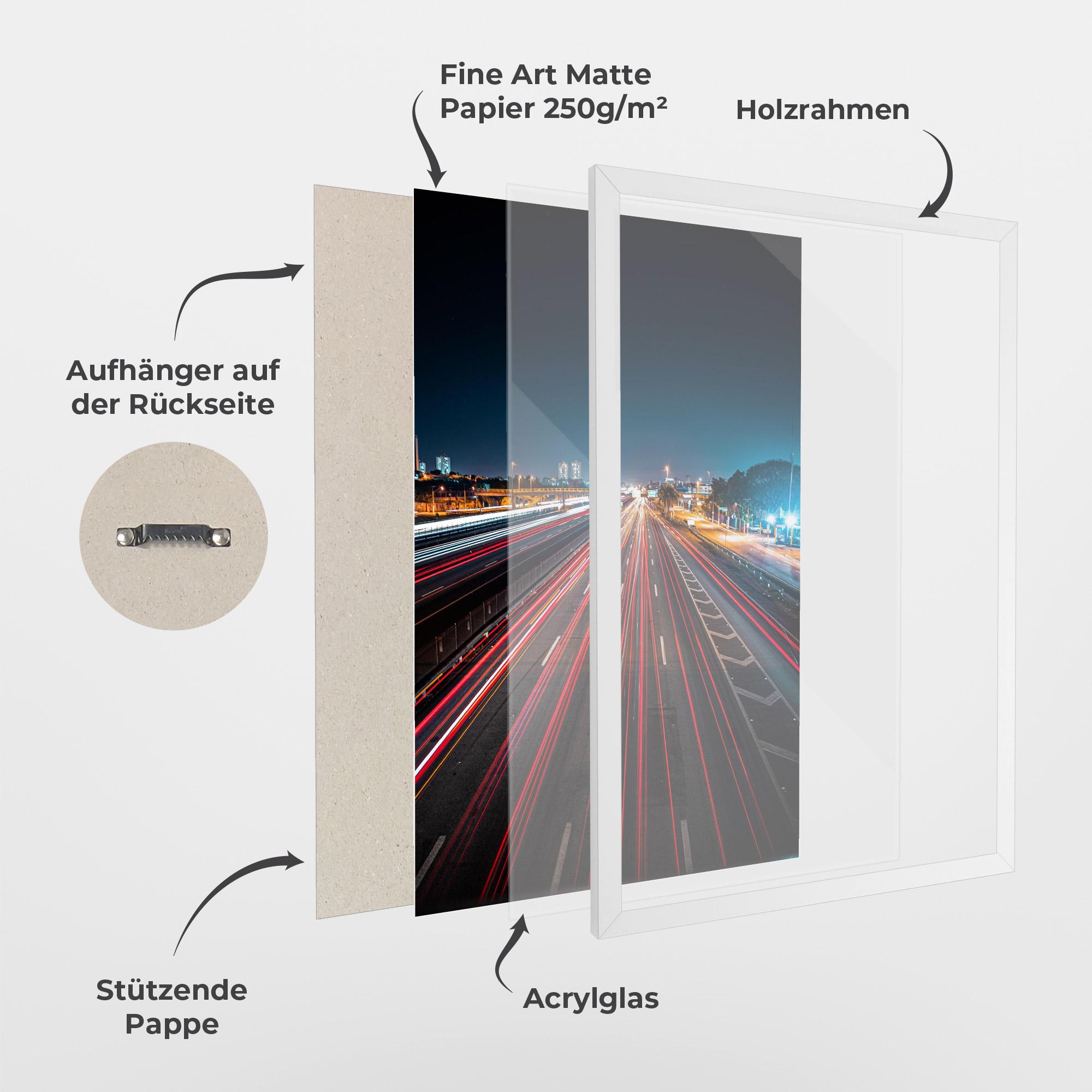 Gerahmte Poster Red Car Lightgs mockup 1