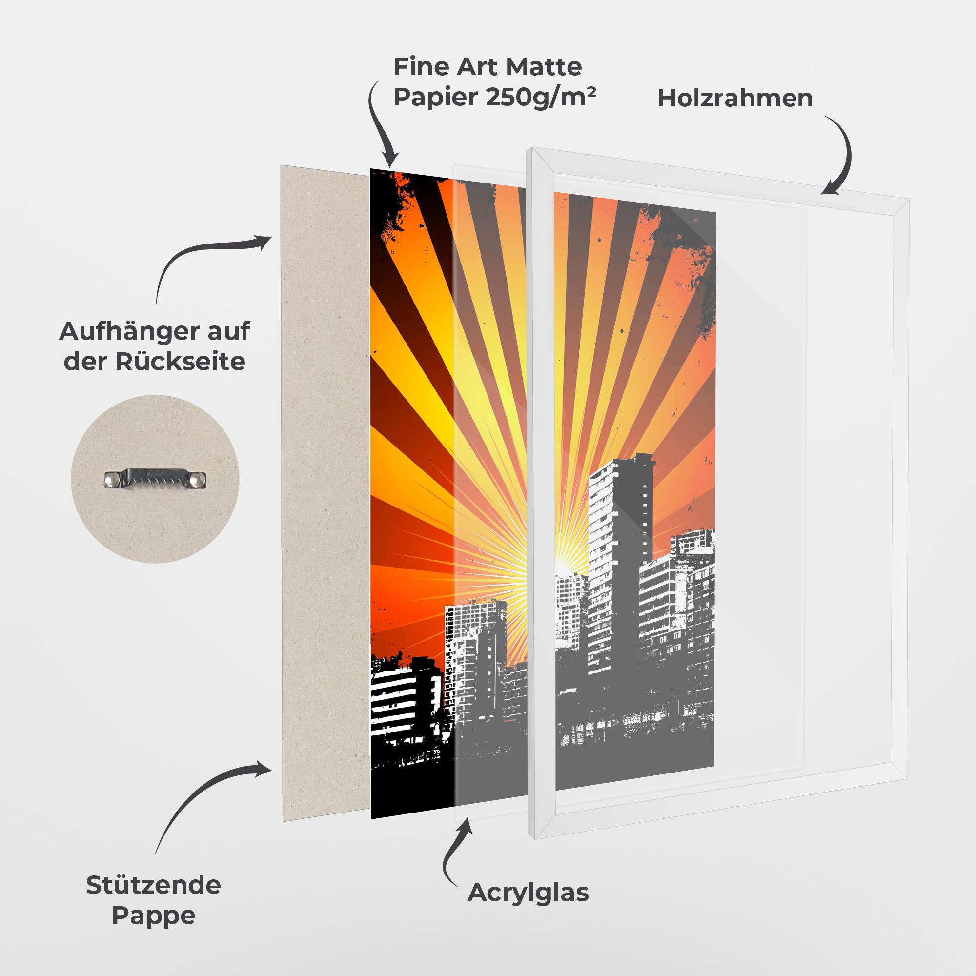 Gerahmte Poster Sunset Building mockup 1