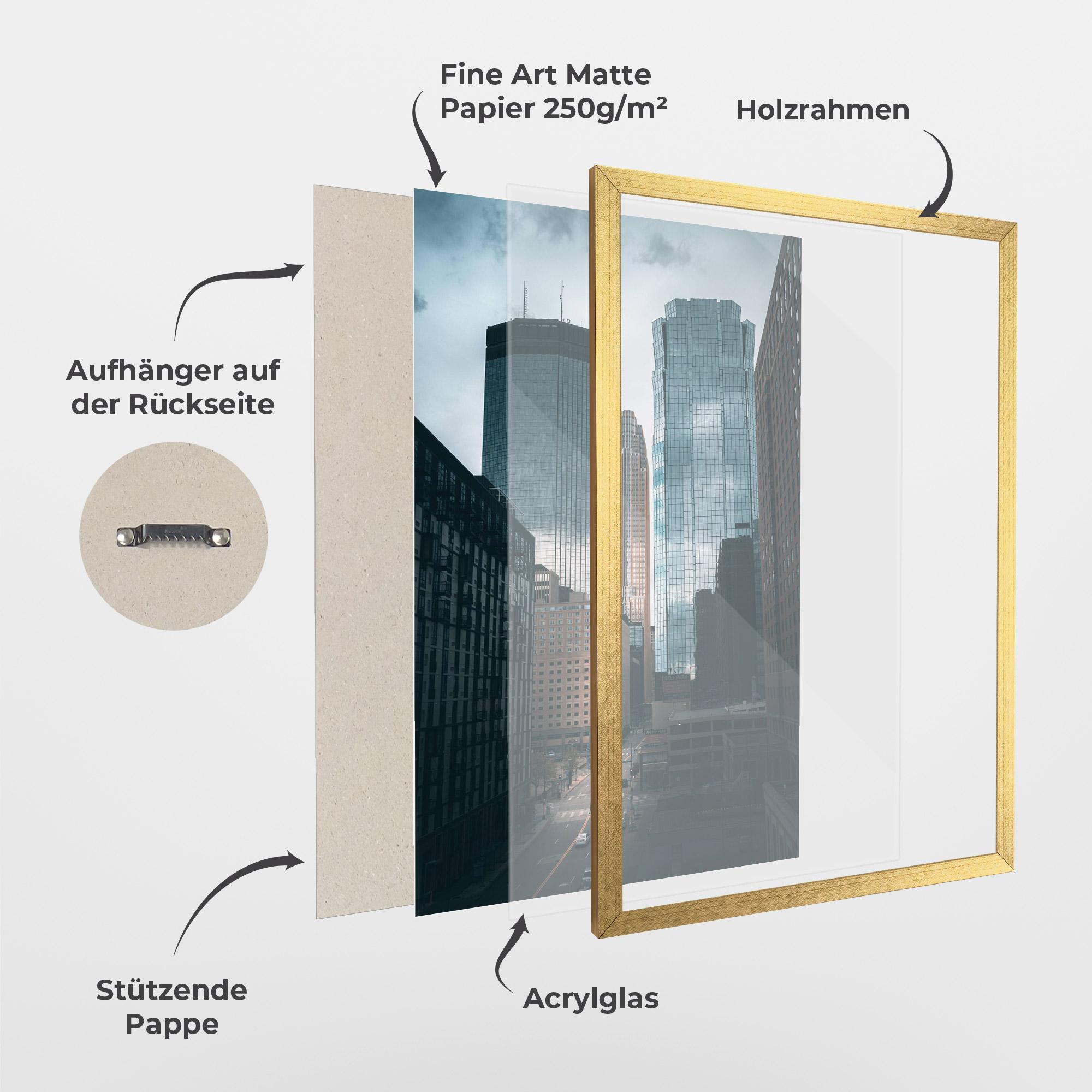 Gerahmte Poster Big Blue Building mockup 1