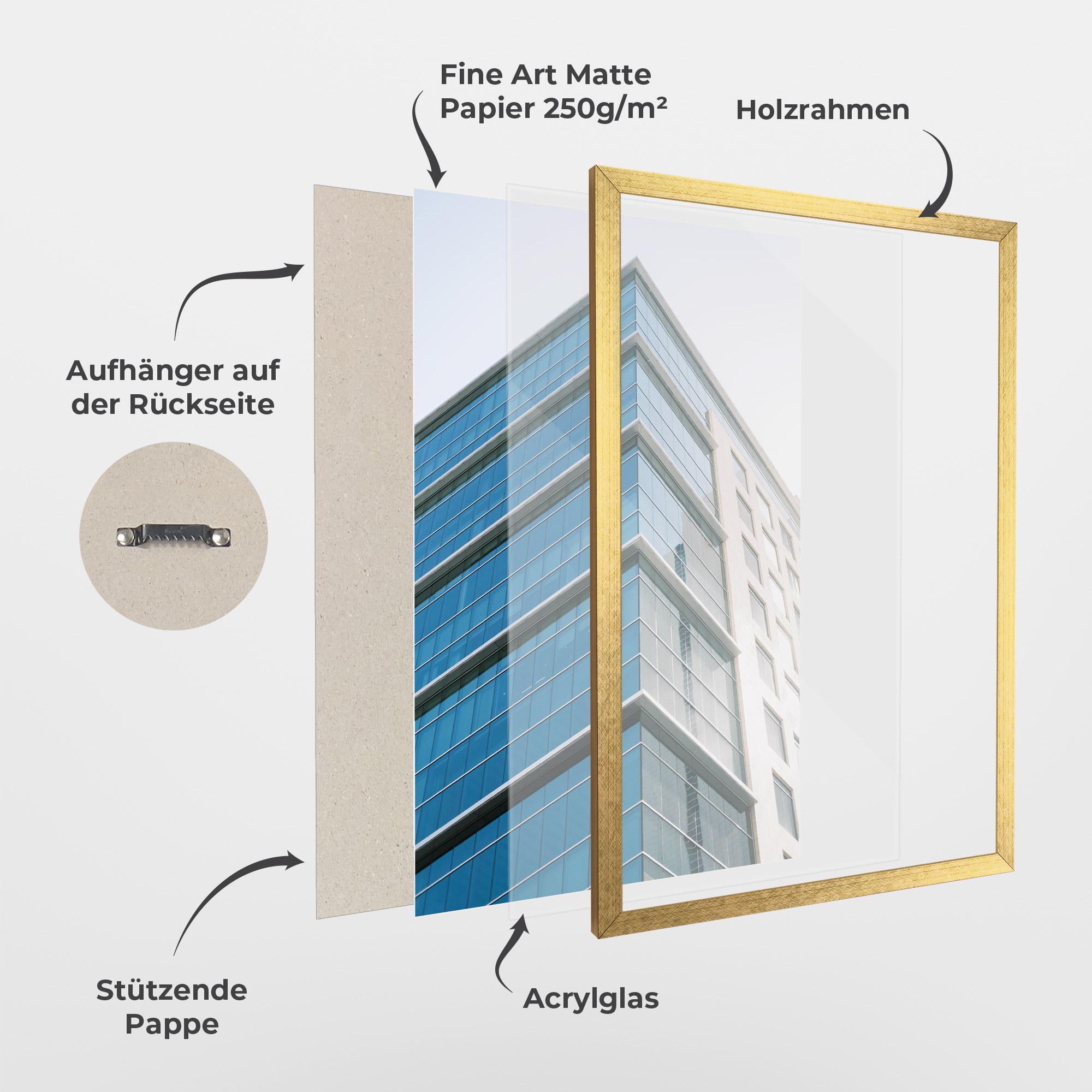 Gerahmte Poster Blue Glass Tower mockup 1