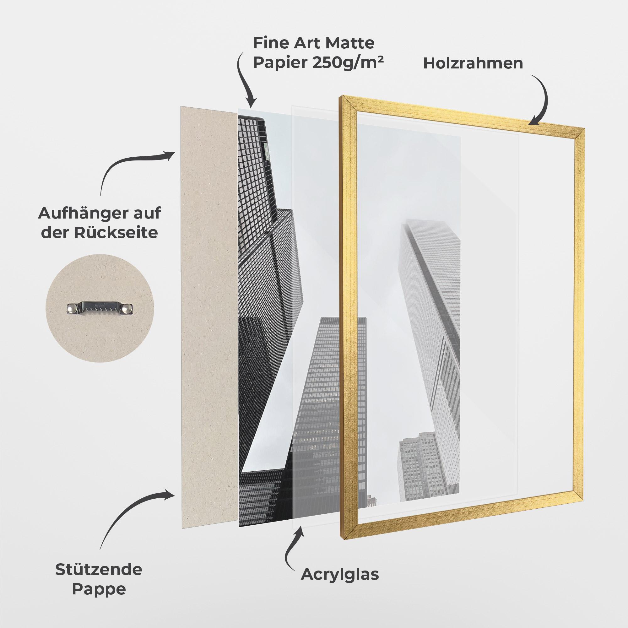 Gerahmte Poster Grey High Building mockup 1