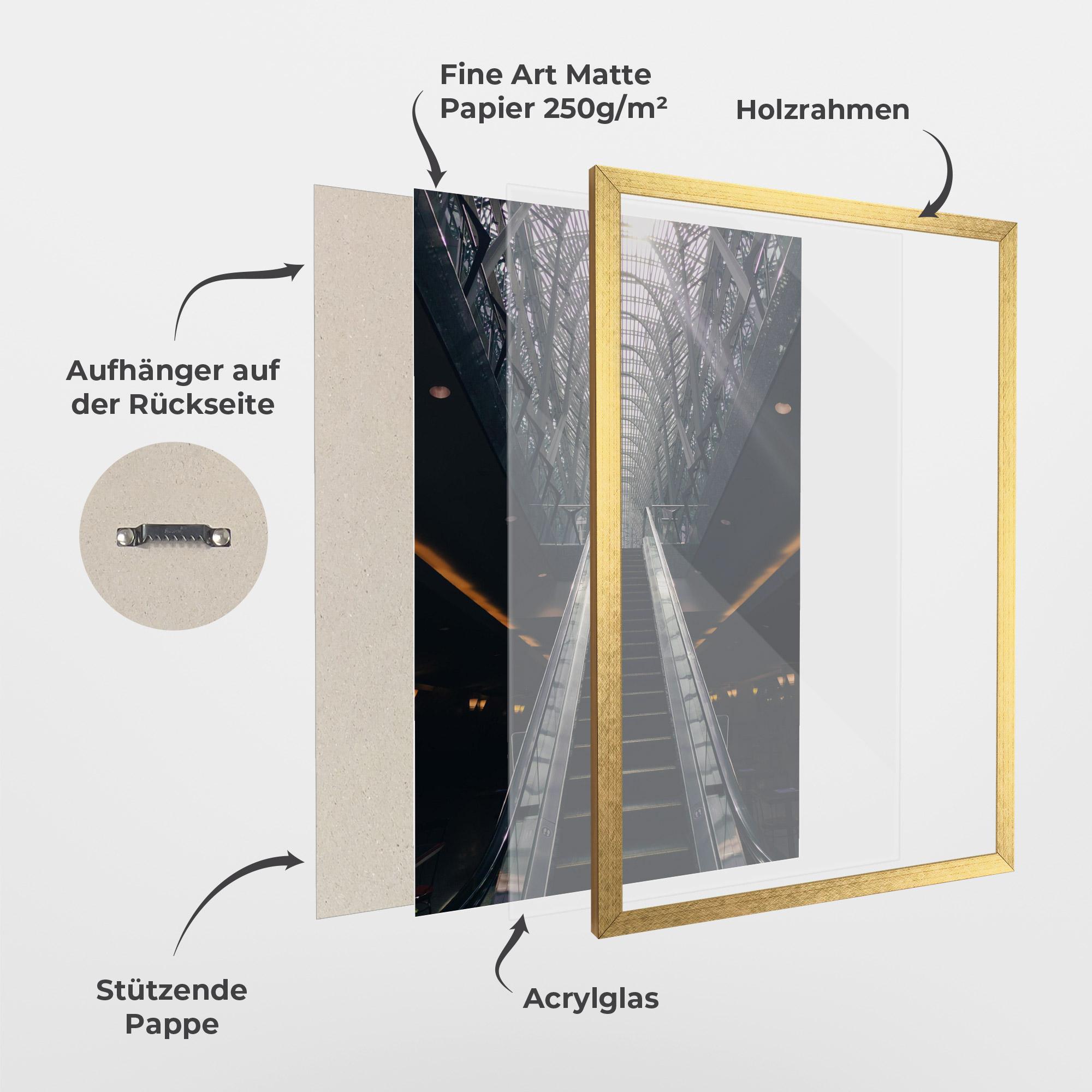 Gerahmte Poster Grey Stairs Building mockup 1