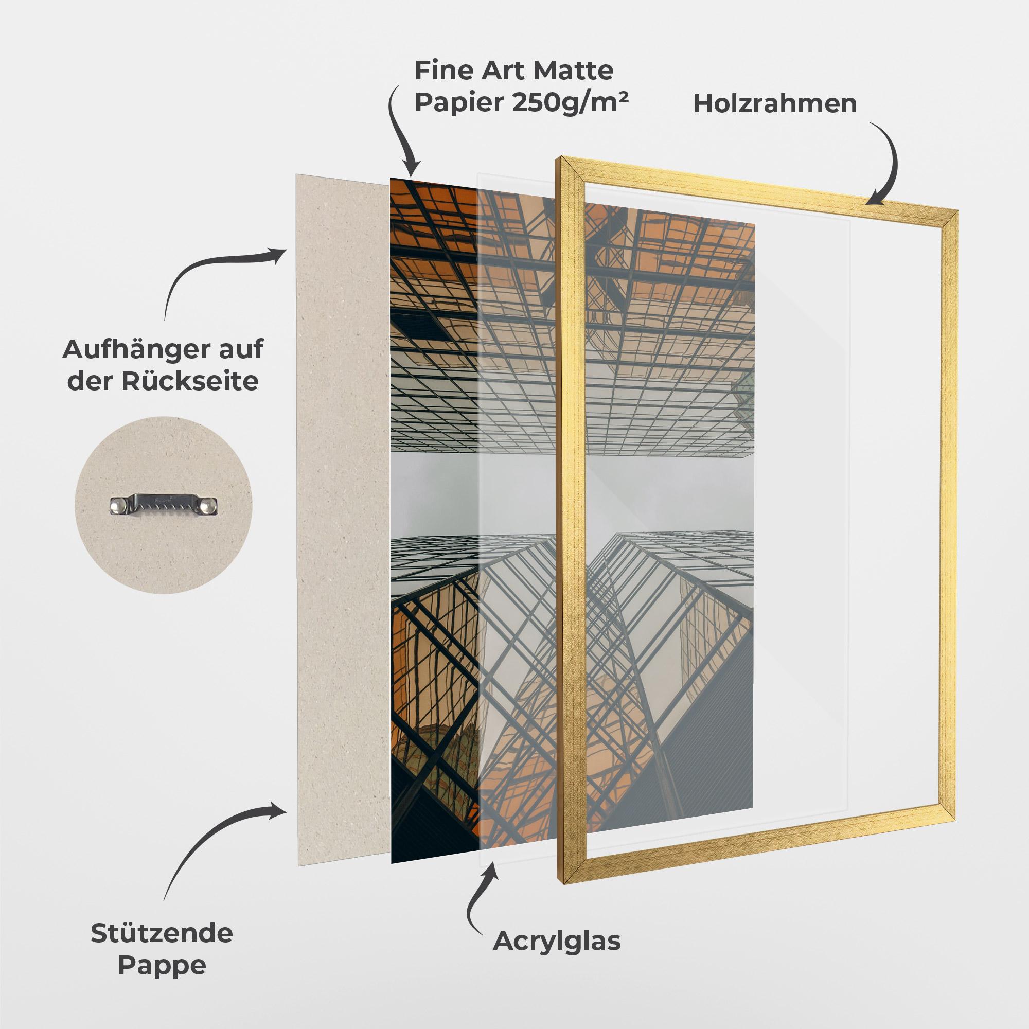 Gerahmte Poster Orange Glass Building mockup 1