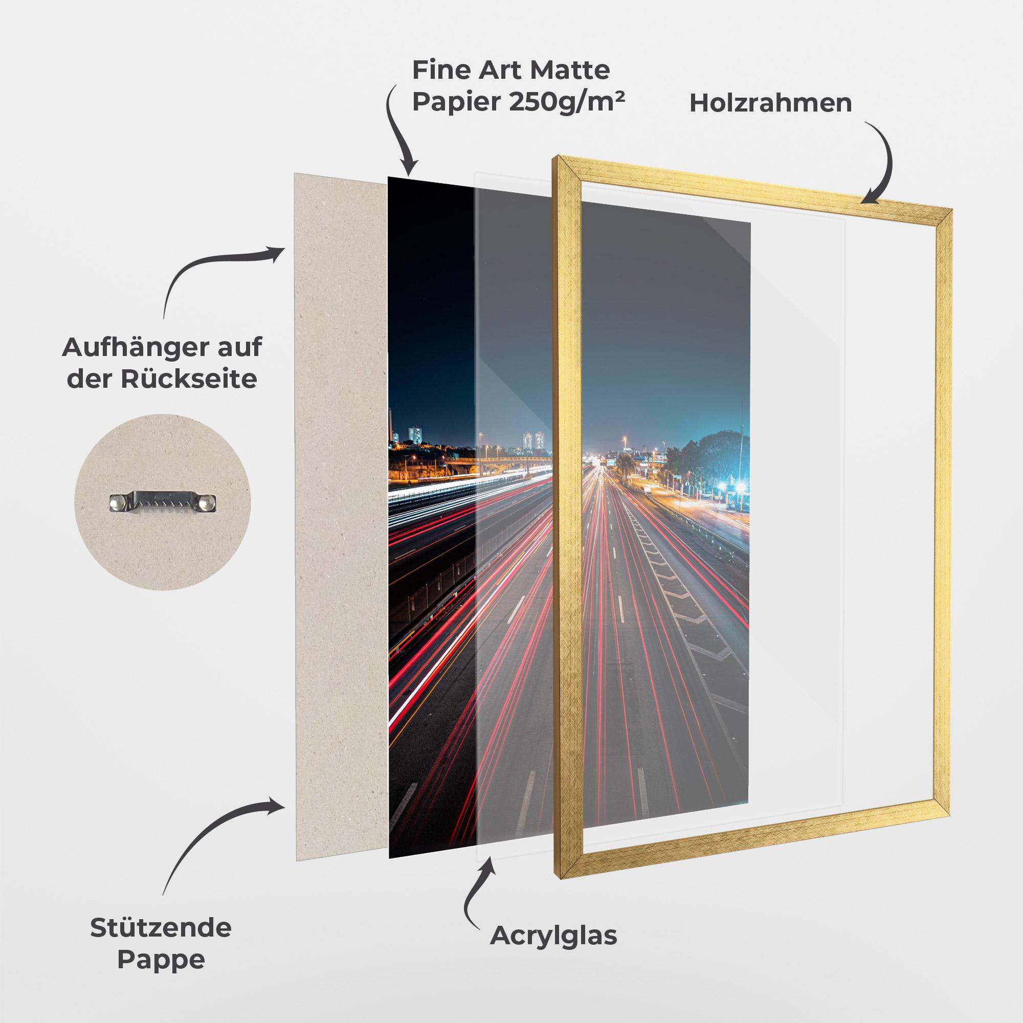 Gerahmte Poster Red Car Lightgs mockup 1