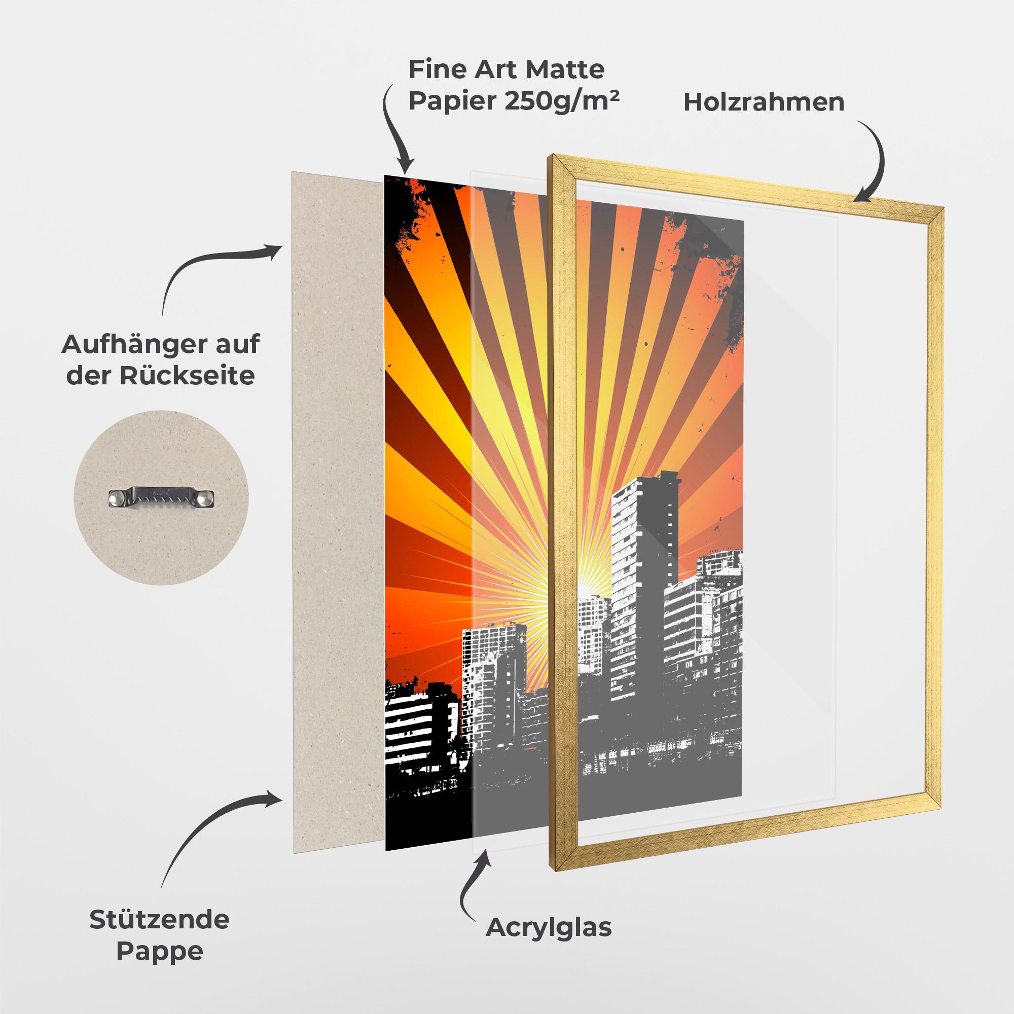 Gerahmte Poster Sunset Building mockup 1