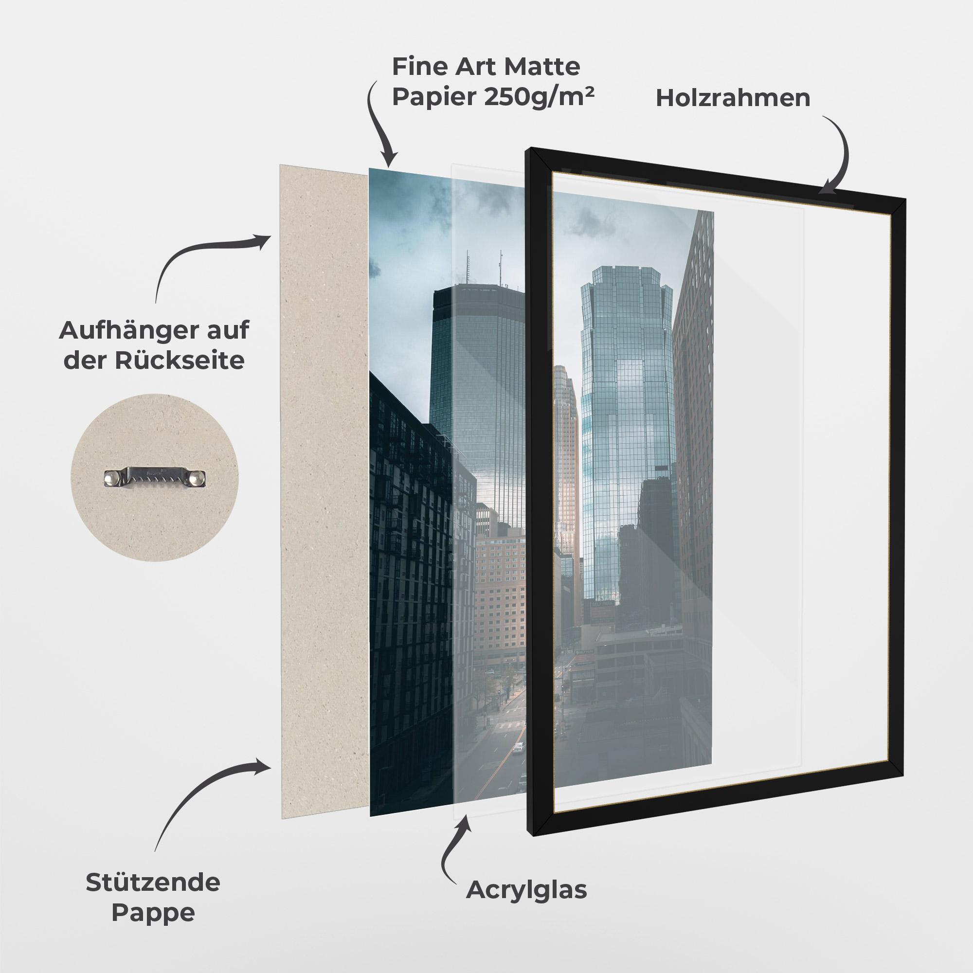 Gerahmte Poster Big Blue Building mockup 1