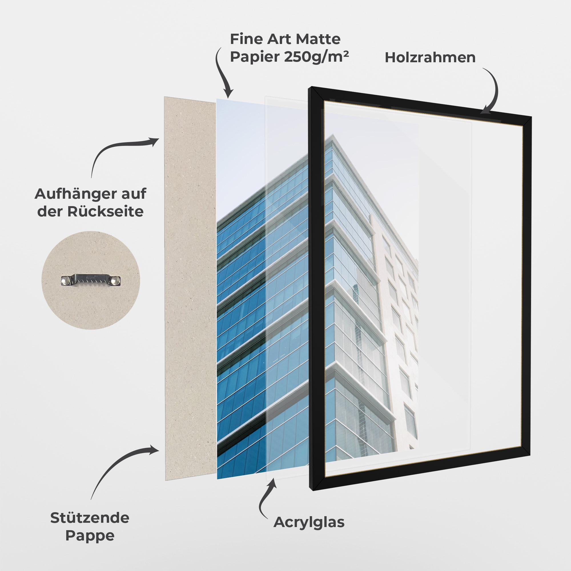 Gerahmte Poster Blue Glass Tower mockup 1