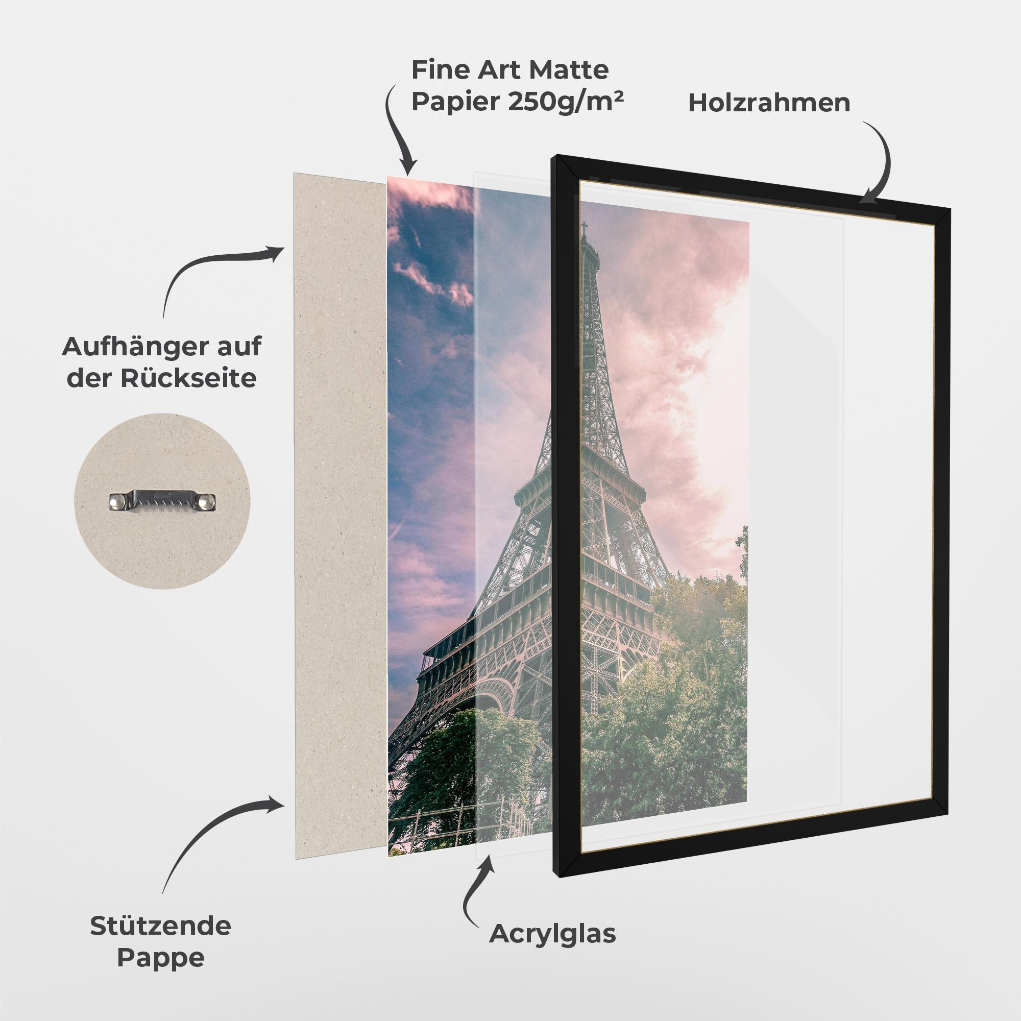 Gerahmte Poster Eiffel Under Pink Sky mockup 1