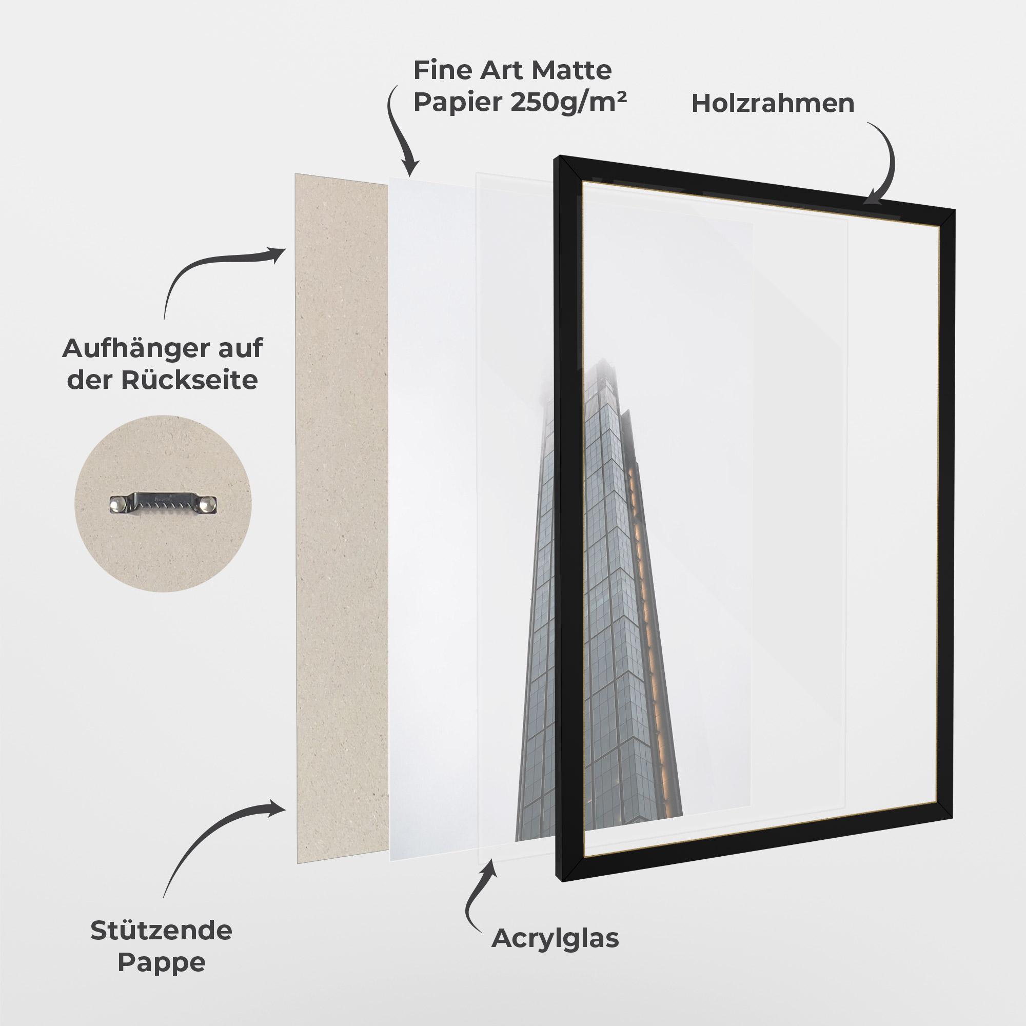 Gerahmte Poster Foggy High Building mockup 1