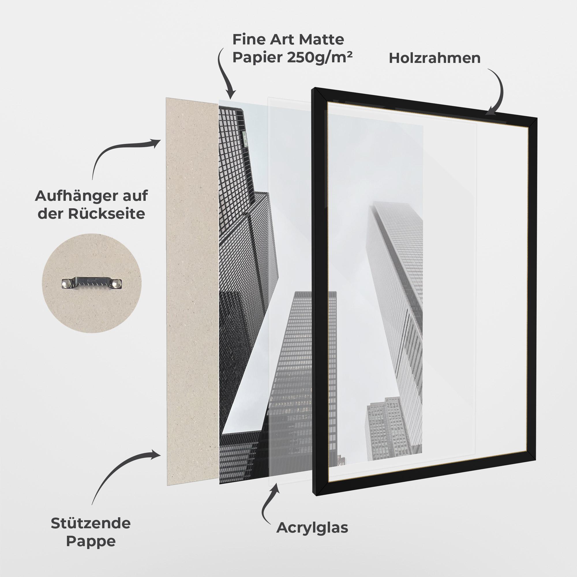 Gerahmte Poster Grey High Building mockup 1