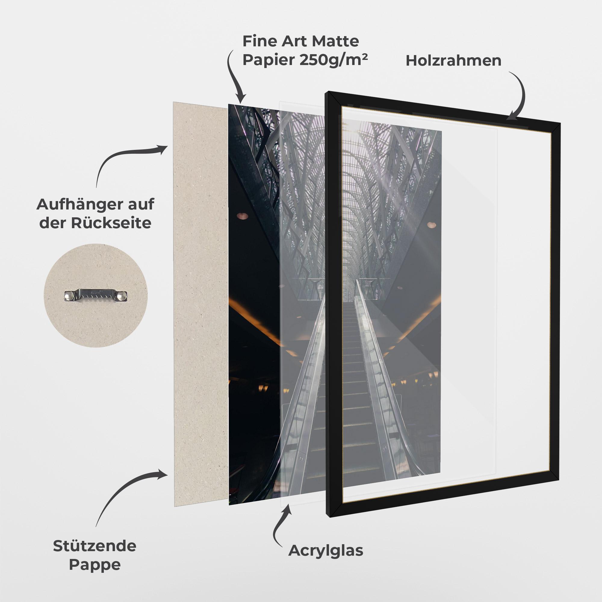 Gerahmte Poster Grey Stairs Building mockup 1