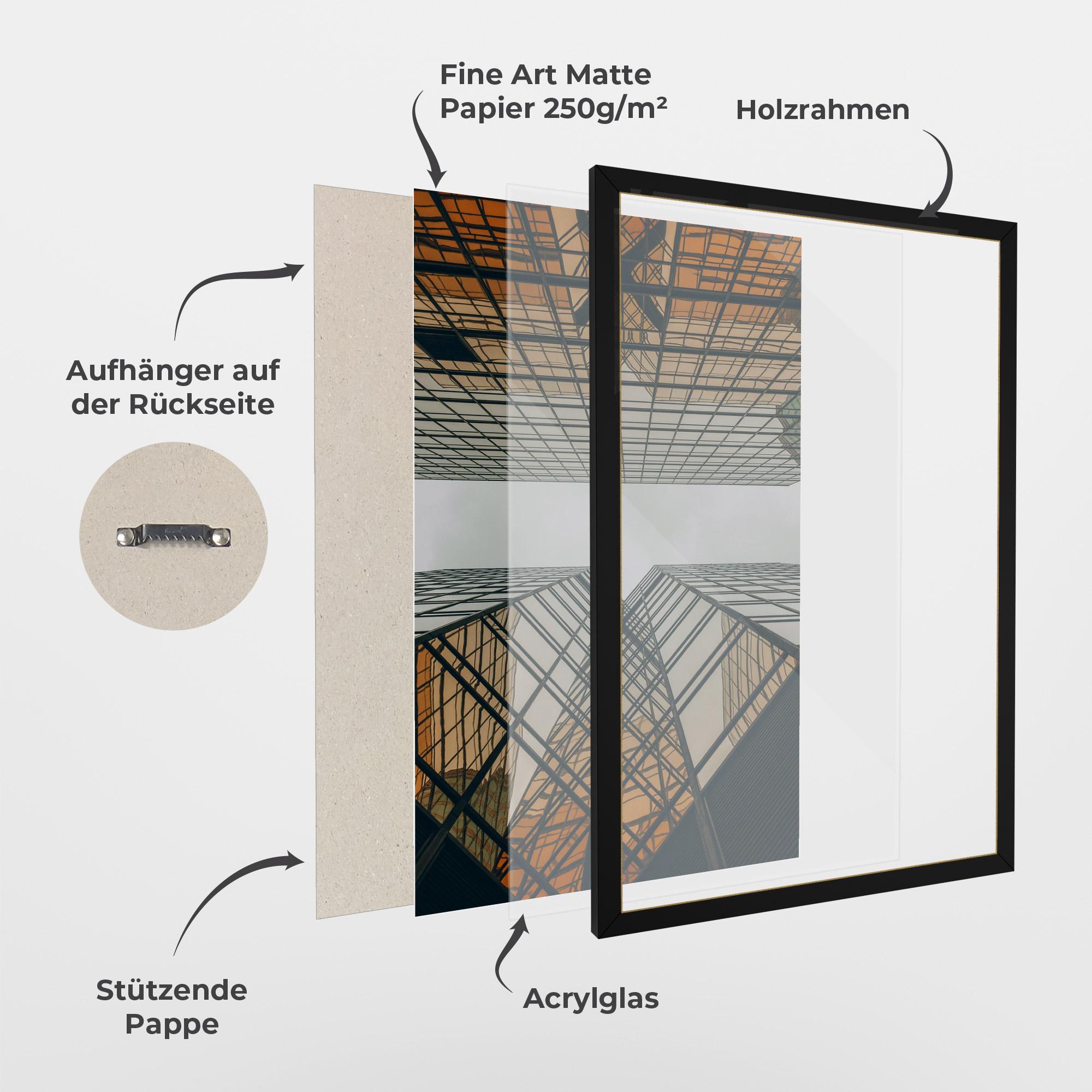 Gerahmte Poster Orange Glass Building mockup 1
