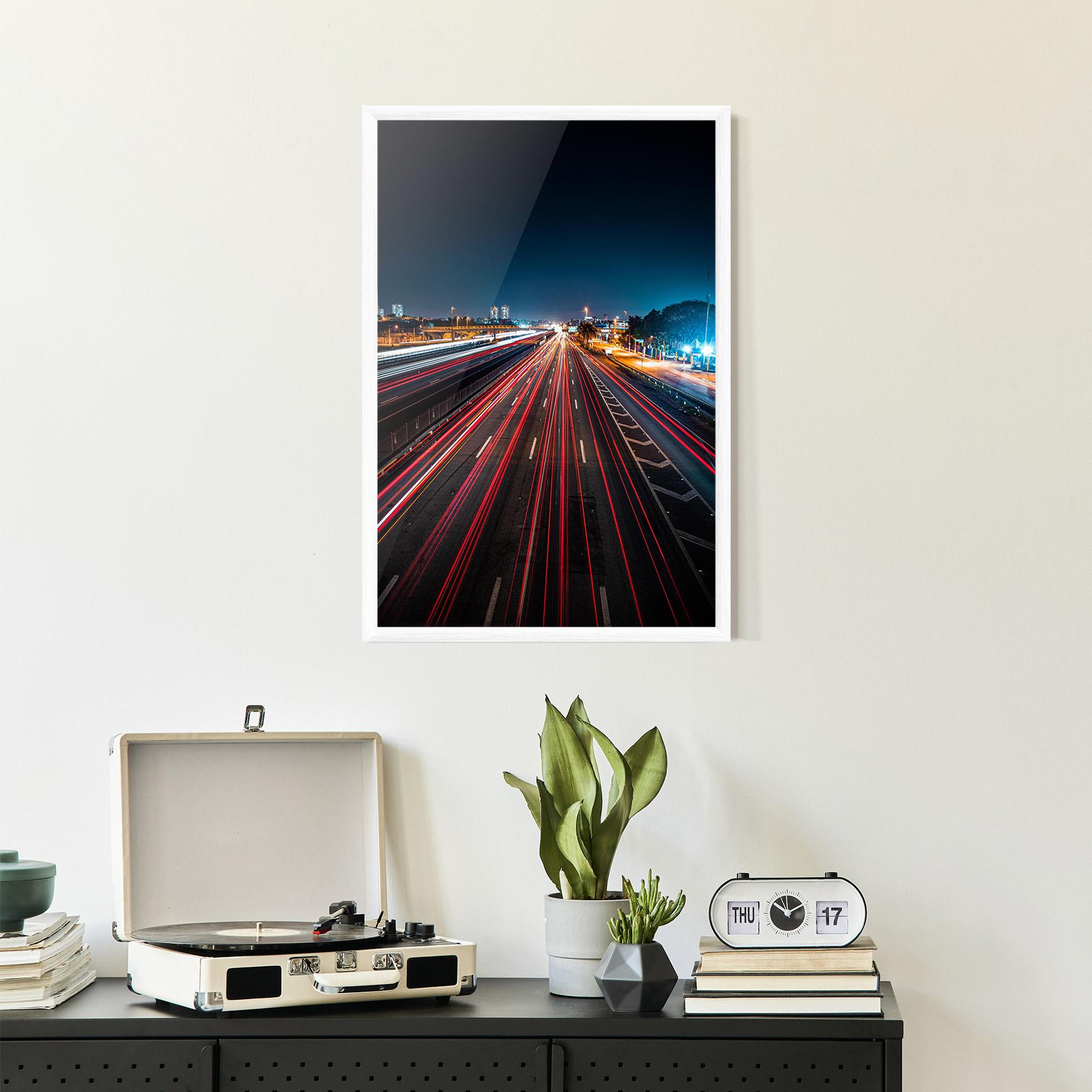 Gerahmte Poster Red Car Lightgs mockup 2