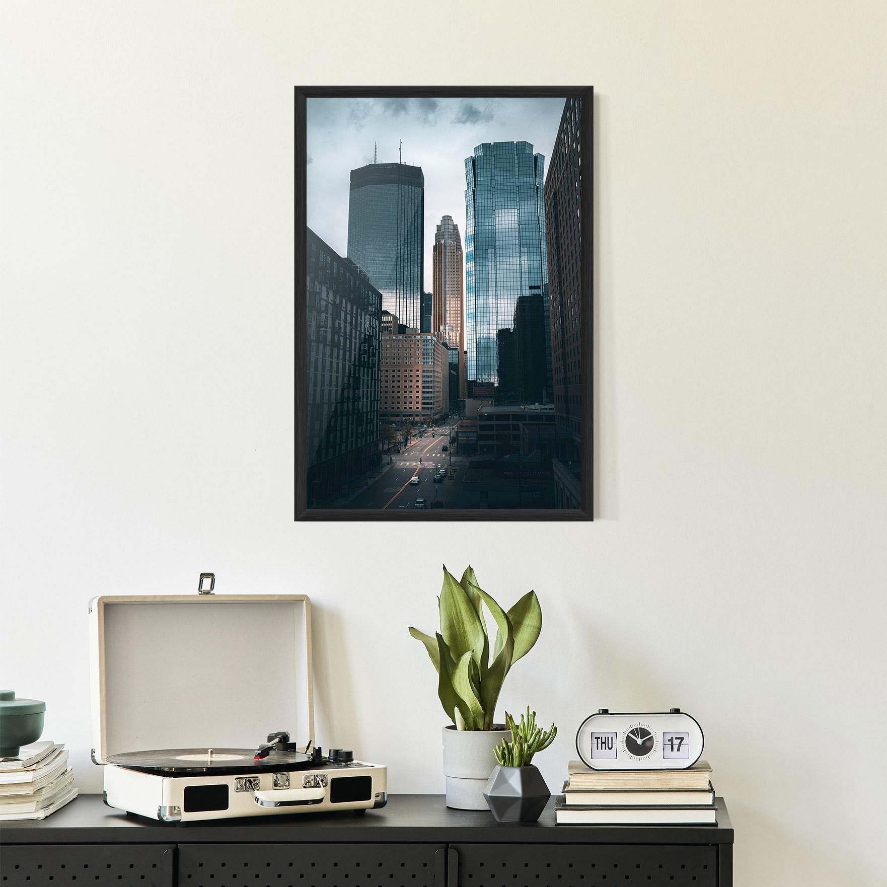 Gerahmte Poster Big Blue Building mockup 2