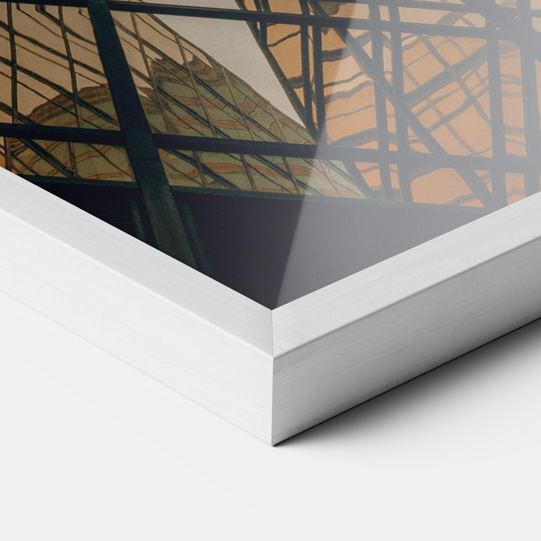 Gerahmte Poster Orange Glass Building mockup 3