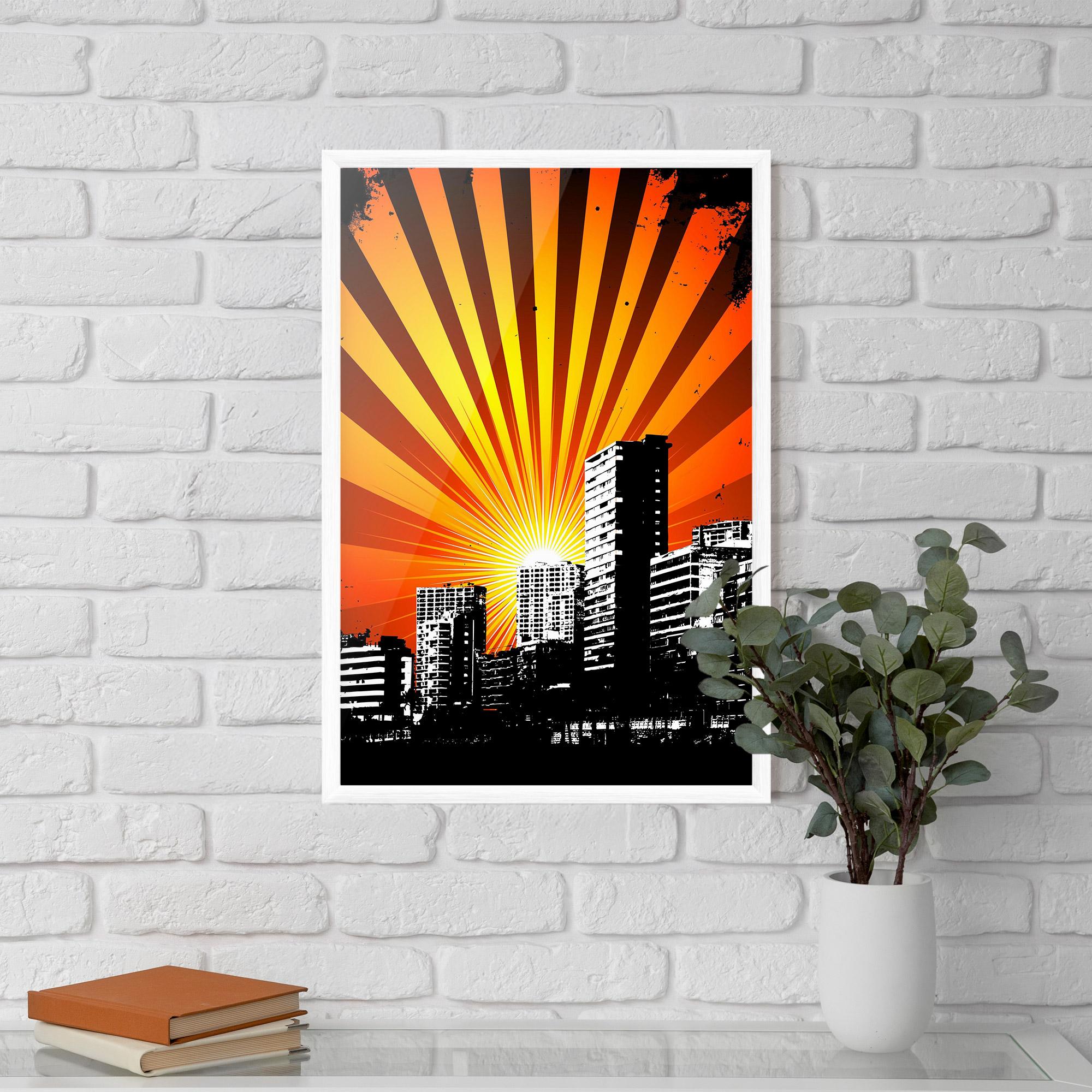 Gerahmte Poster Sunset Building mockup 5