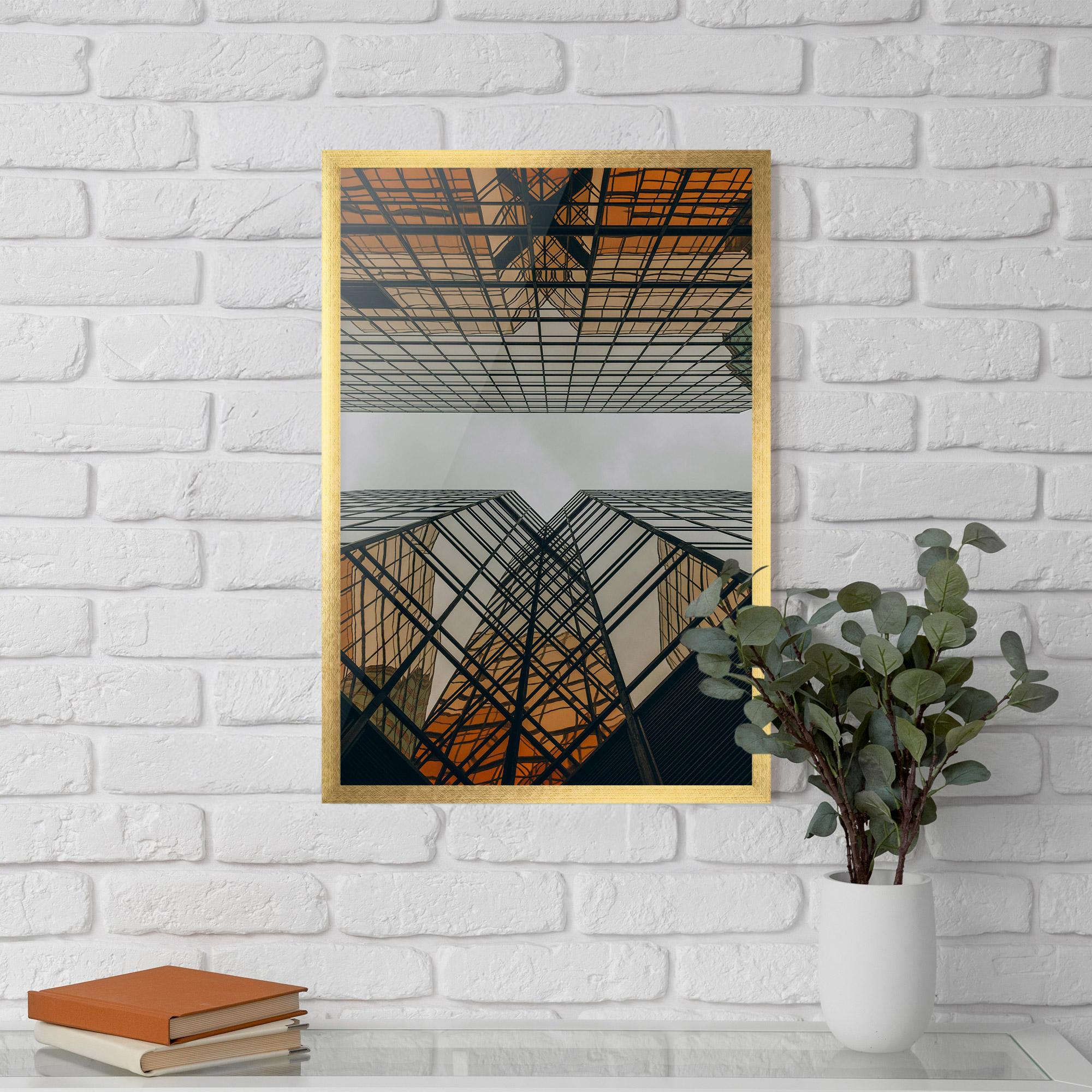 Gerahmte Poster Orange Glass Building mockup 5