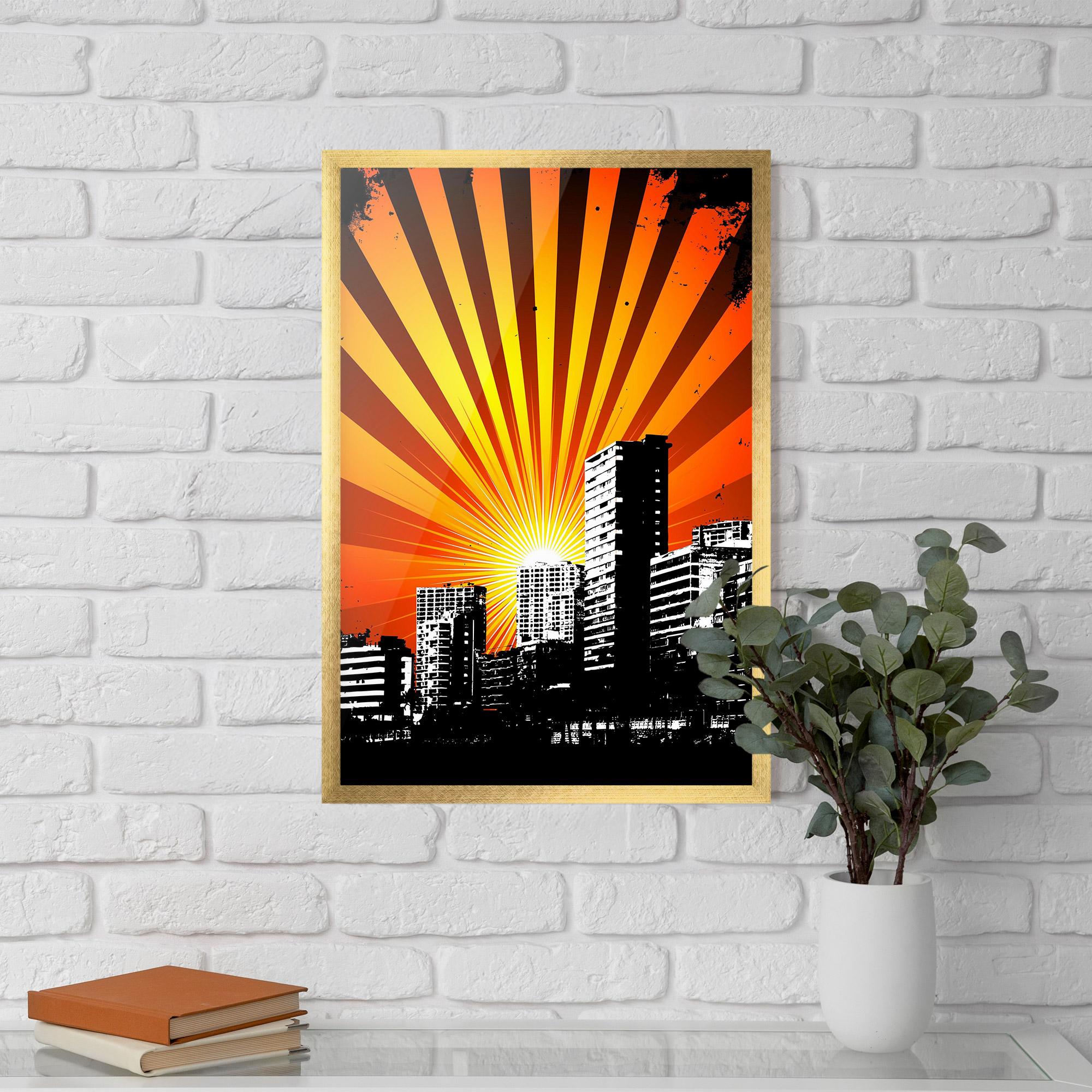 Gerahmte Poster Sunset Building mockup 5