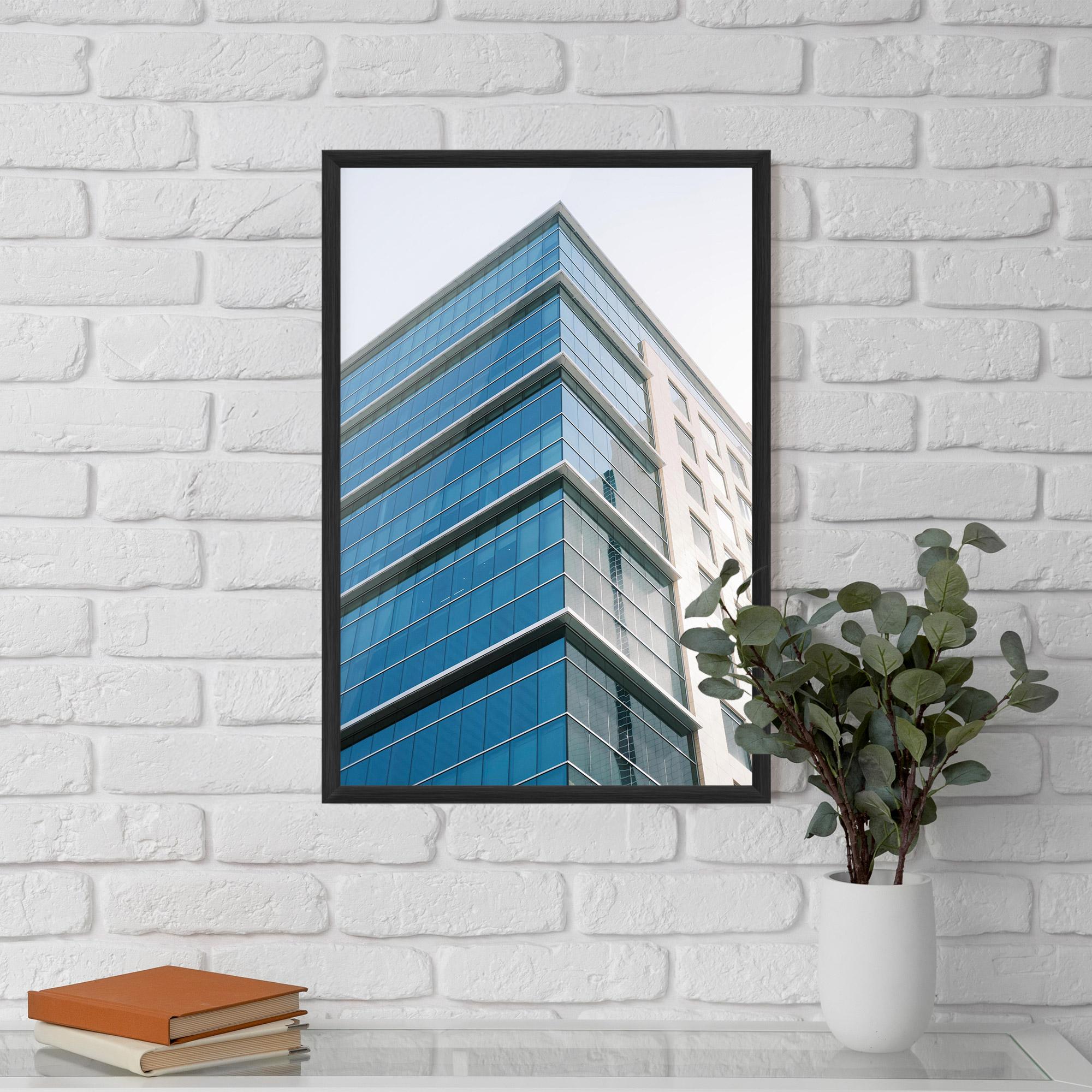 Gerahmte Poster Blue Glass Tower mockup 5