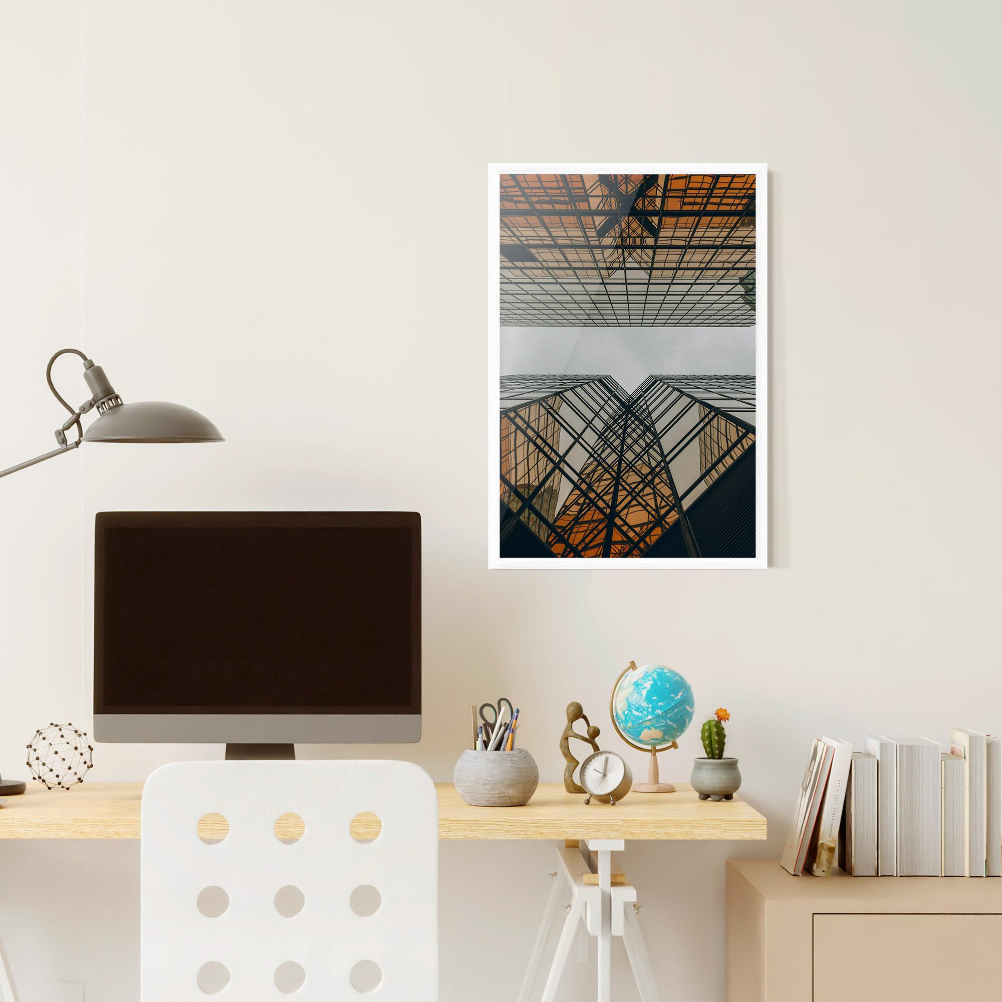 Gerahmte Poster Orange Glass Building mockup 6