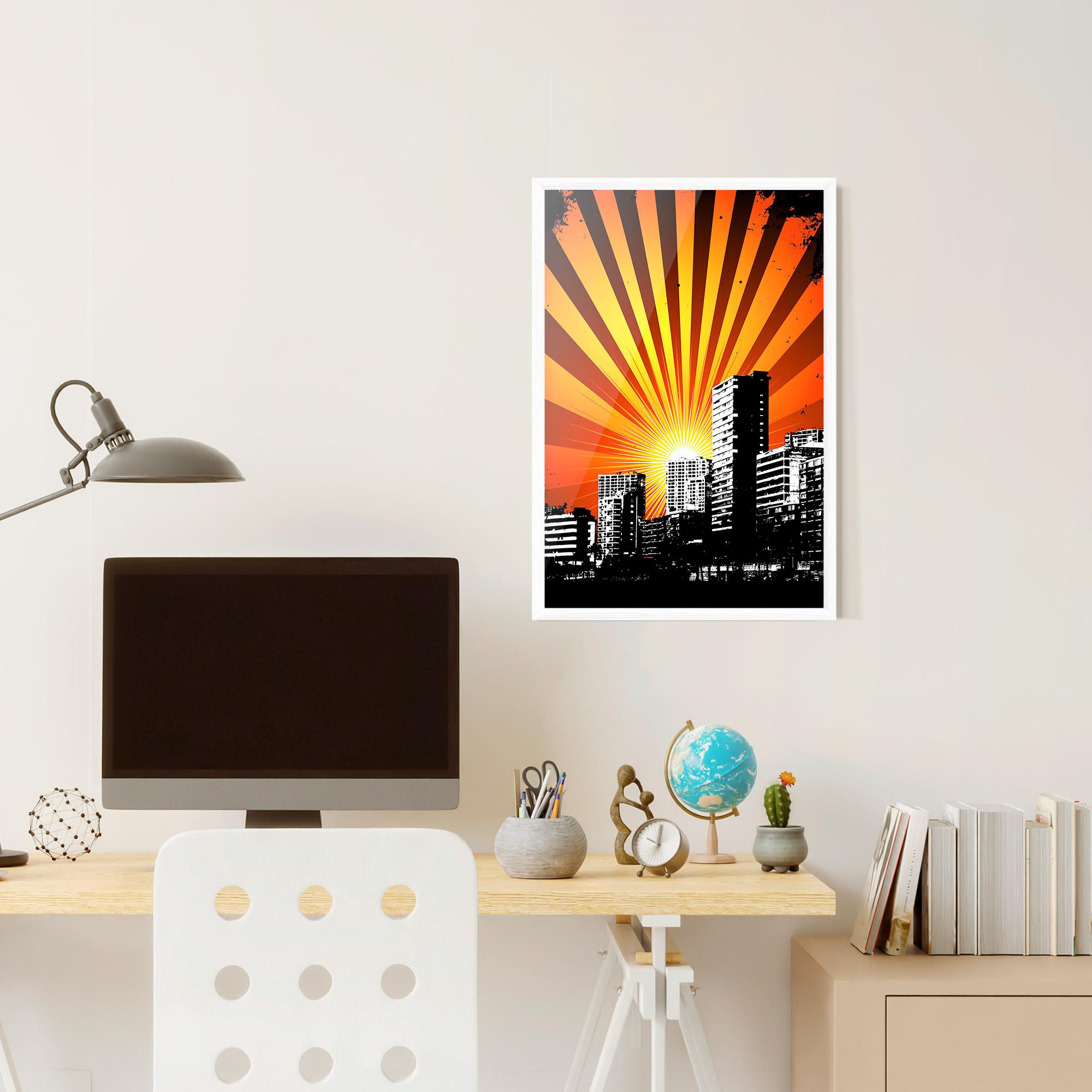 Gerahmte Poster Sunset Building mockup 6