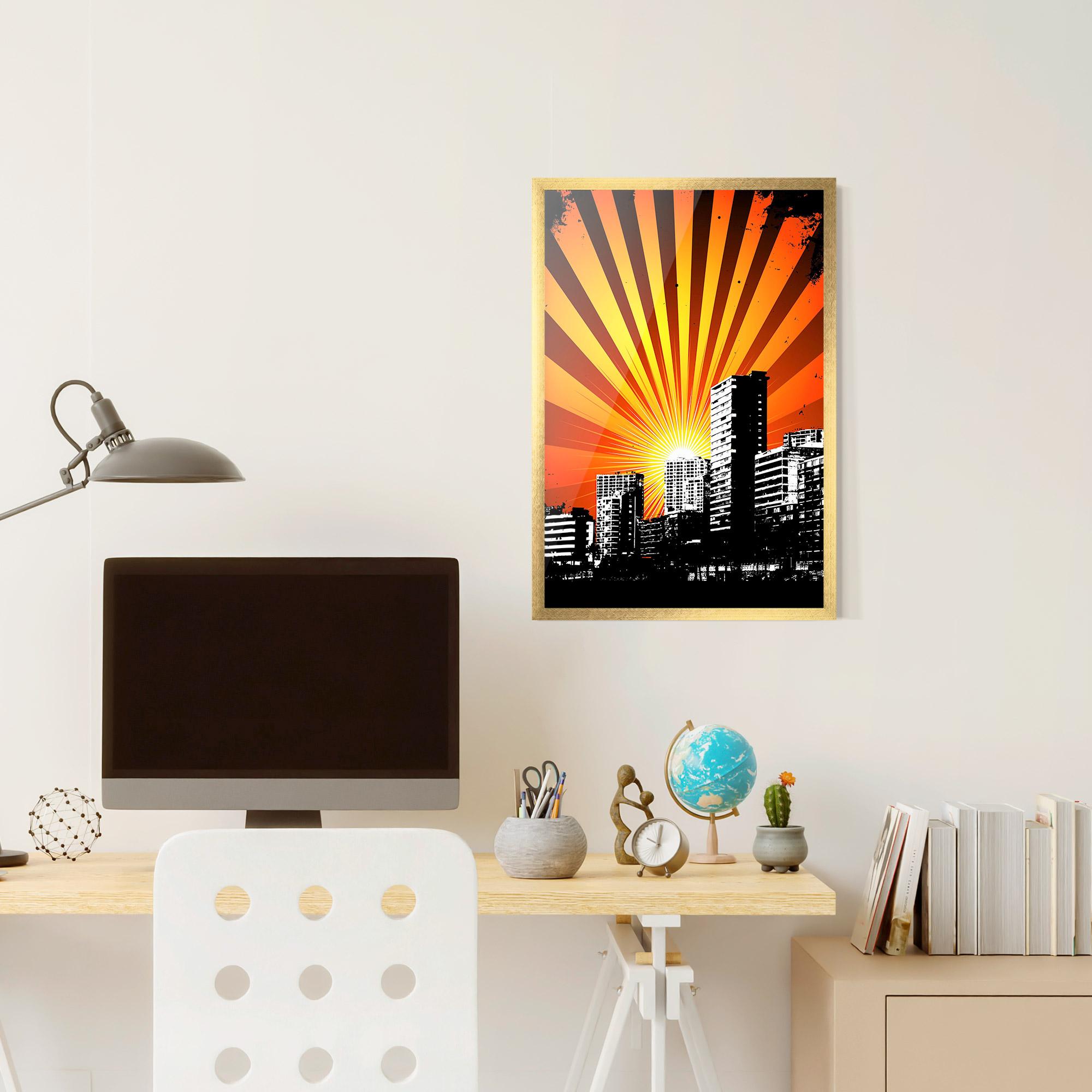 Gerahmte Poster Sunset Building mockup 6