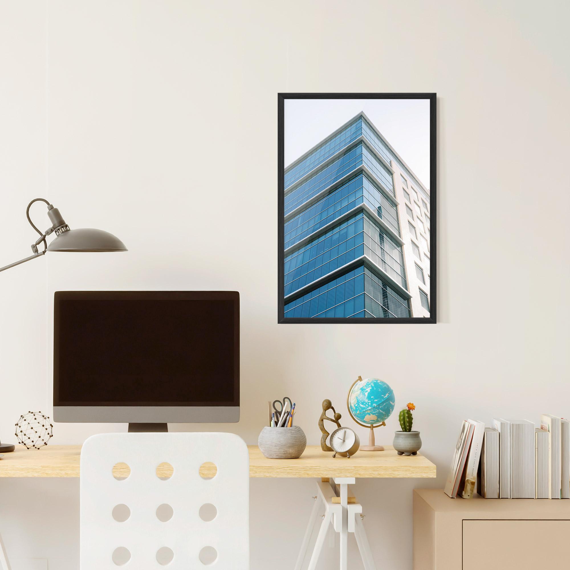 Gerahmte Poster Blue Glass Tower mockup 6
