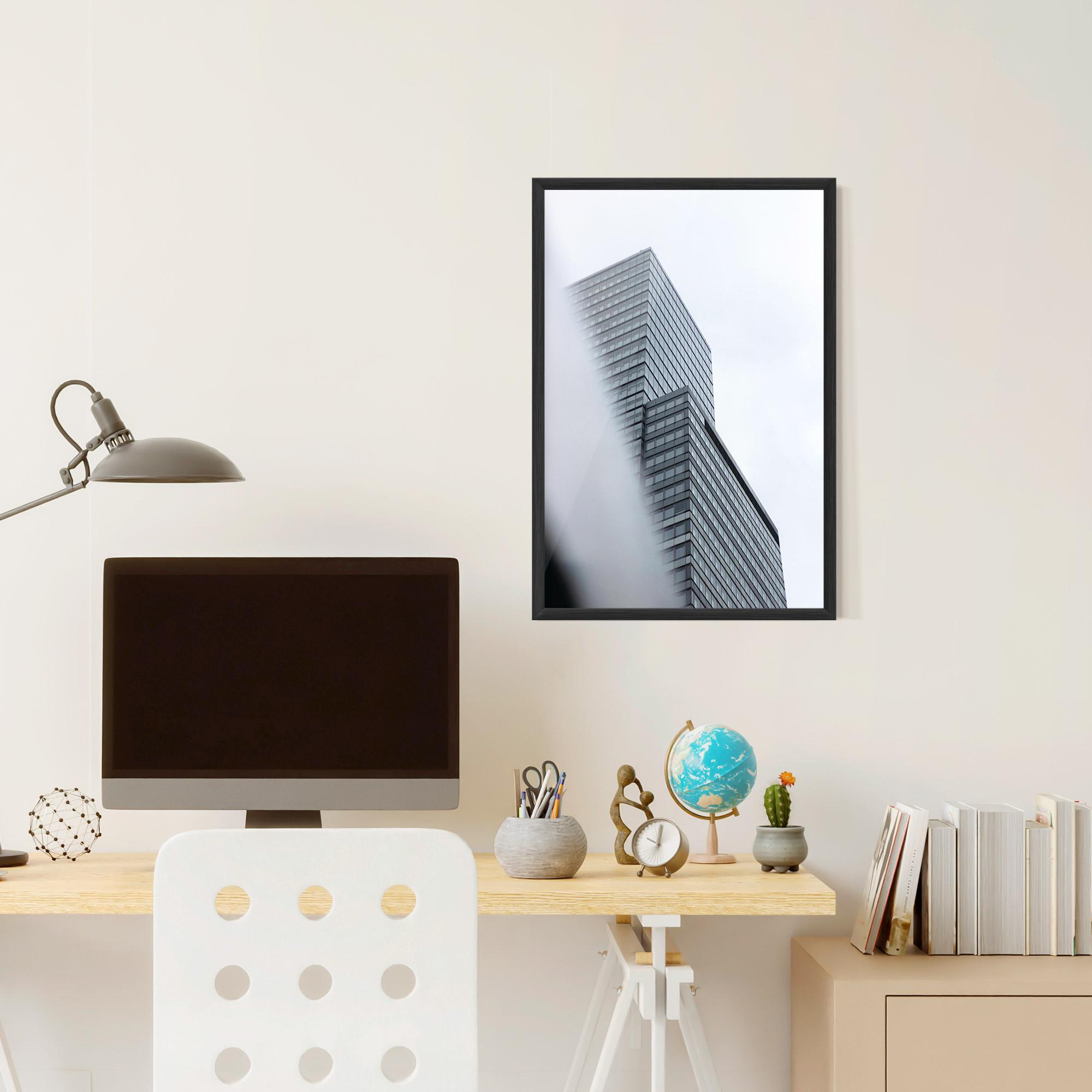 Gerahmte Poster Grey White Building mockup 6
