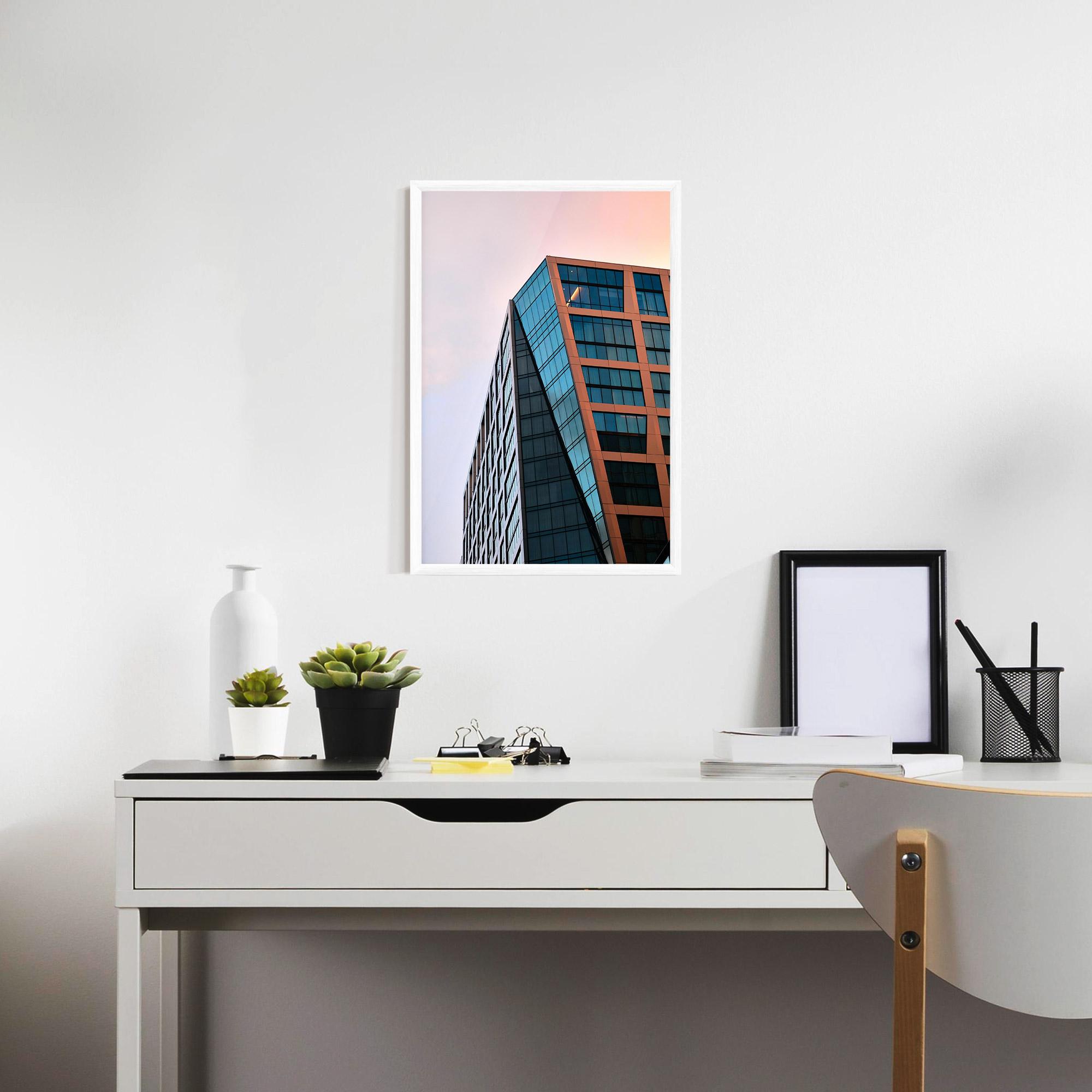 Gerahmte Poster Blue Glass Building mockup 7