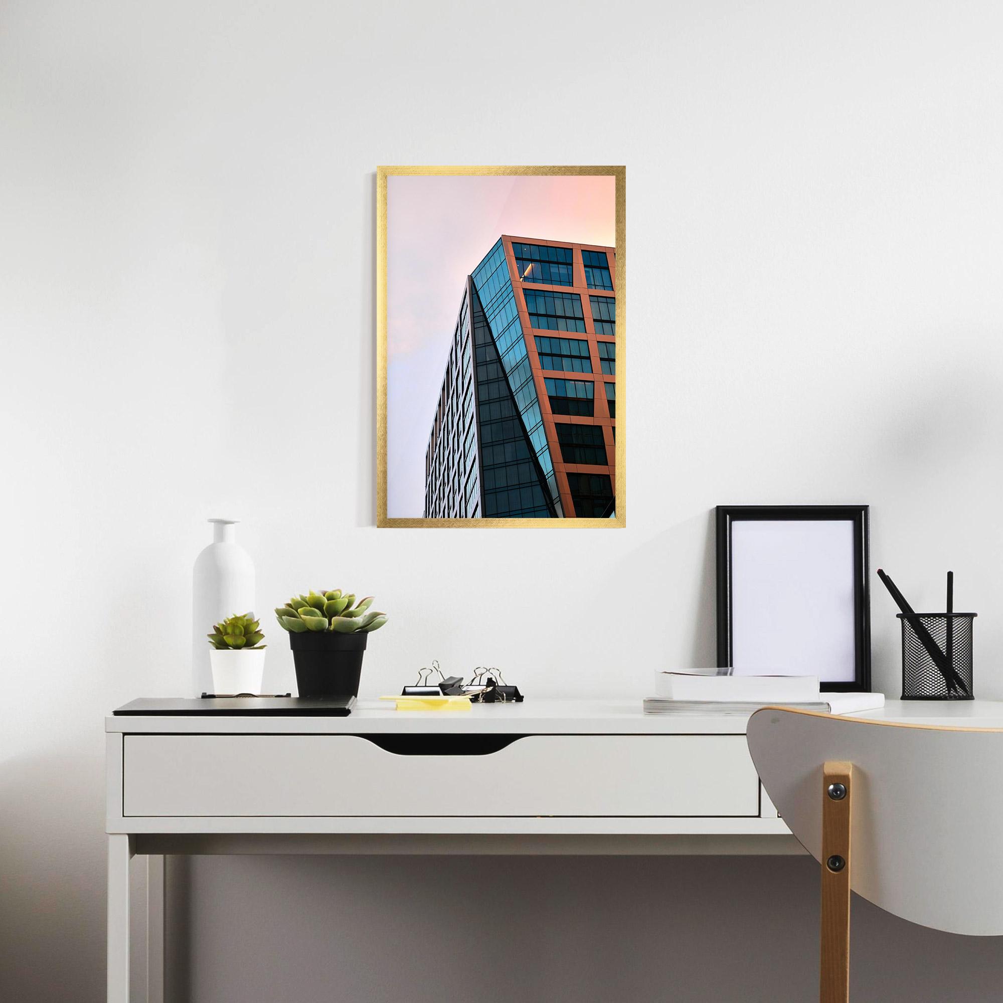 Gerahmte Poster Blue Glass Building mockup 7