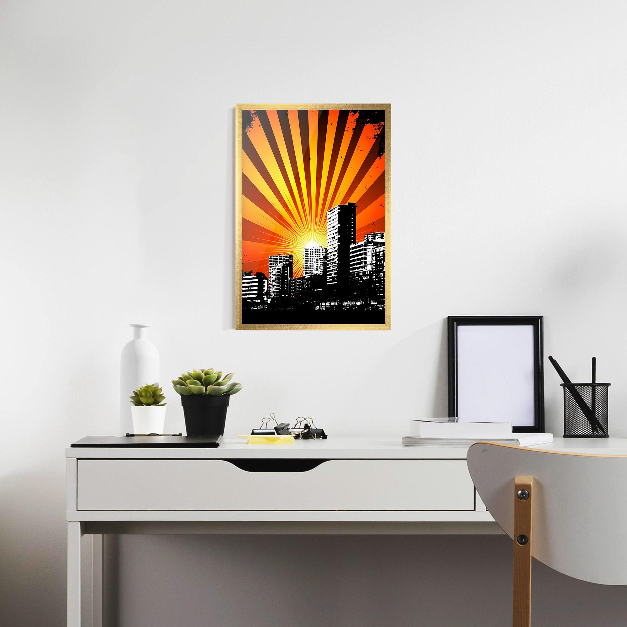 Gerahmte Poster Sunset Building mockup 7