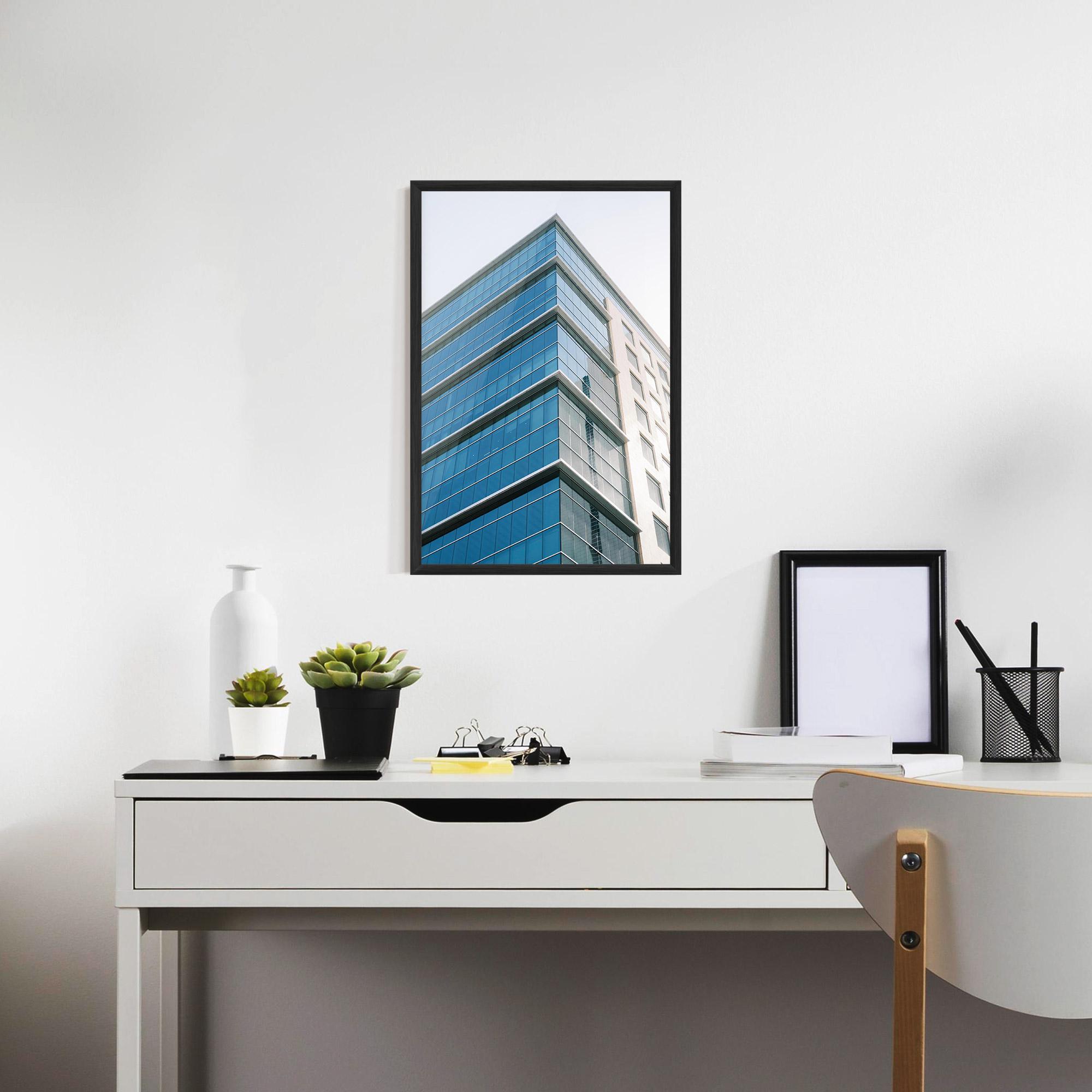 Gerahmte Poster Blue Glass Tower mockup 7