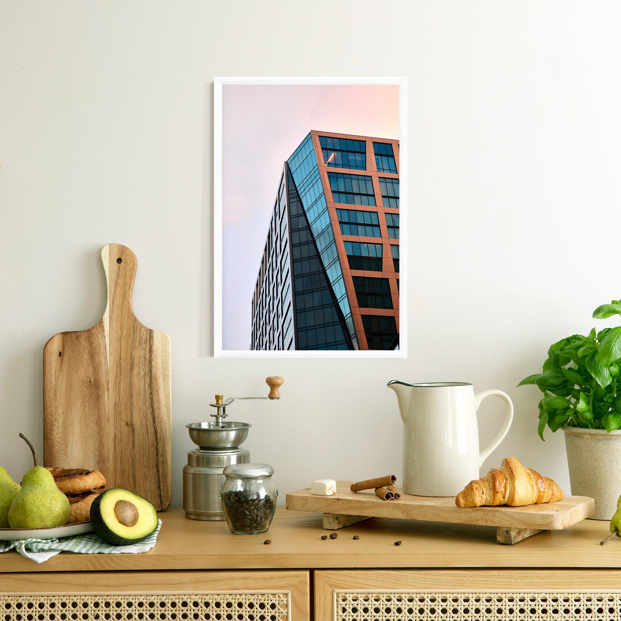 Gerahmte Poster Blue Glass Building mockup 8