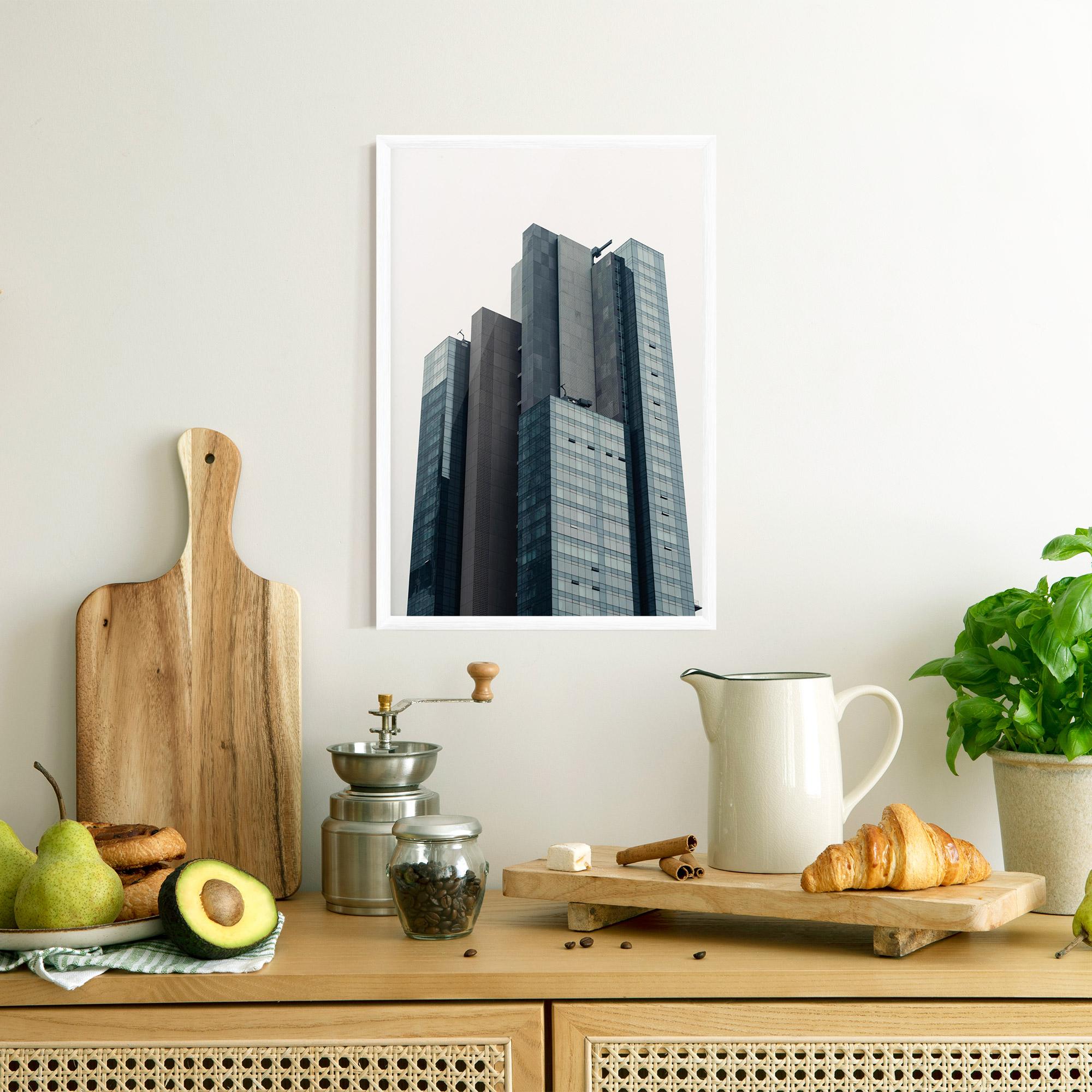 Gerahmte Poster Blue High Building mockup 8