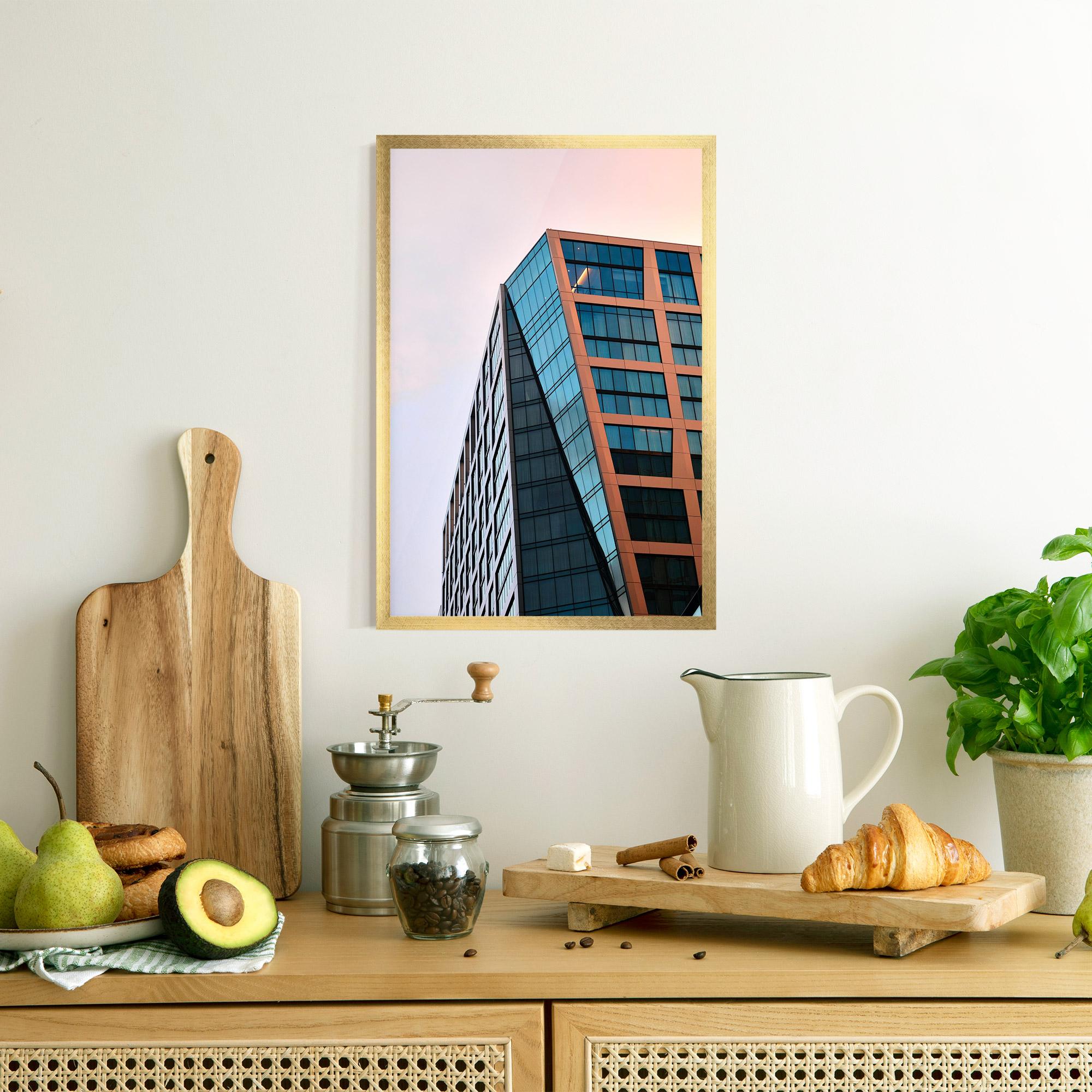 Gerahmte Poster Blue Glass Building mockup 8