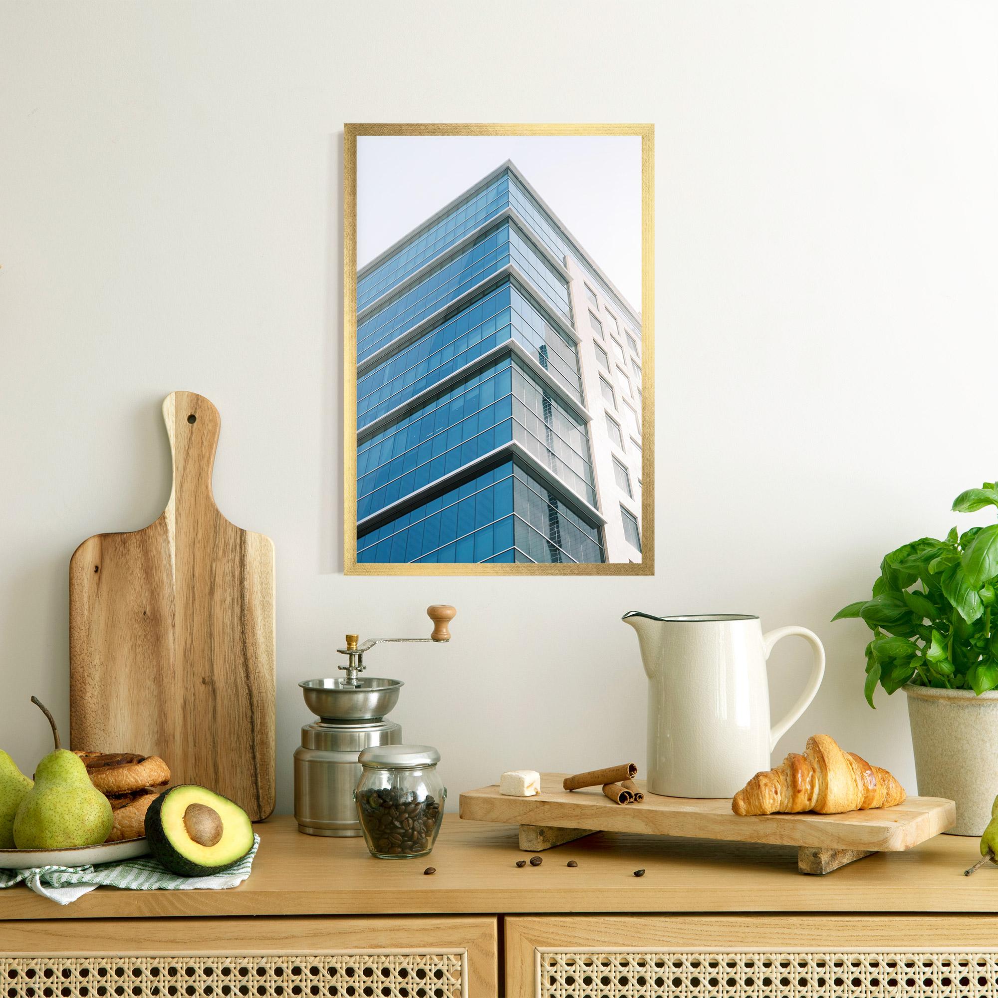 Gerahmte Poster Blue Glass Tower mockup 8
